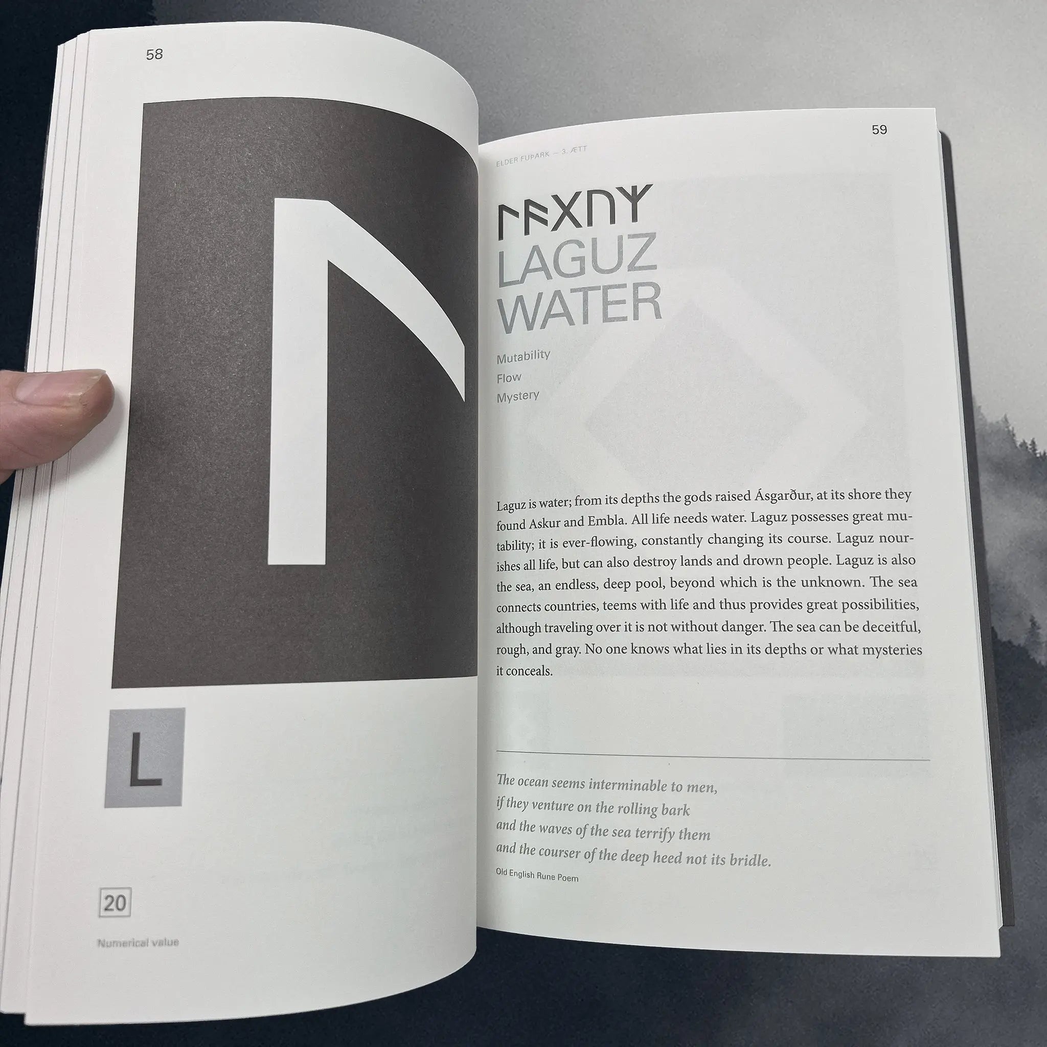 Runes: The Icelandic Book of Fuþark by The Icelandic Magic Company - Inside Book - Laguz Rune Meaning