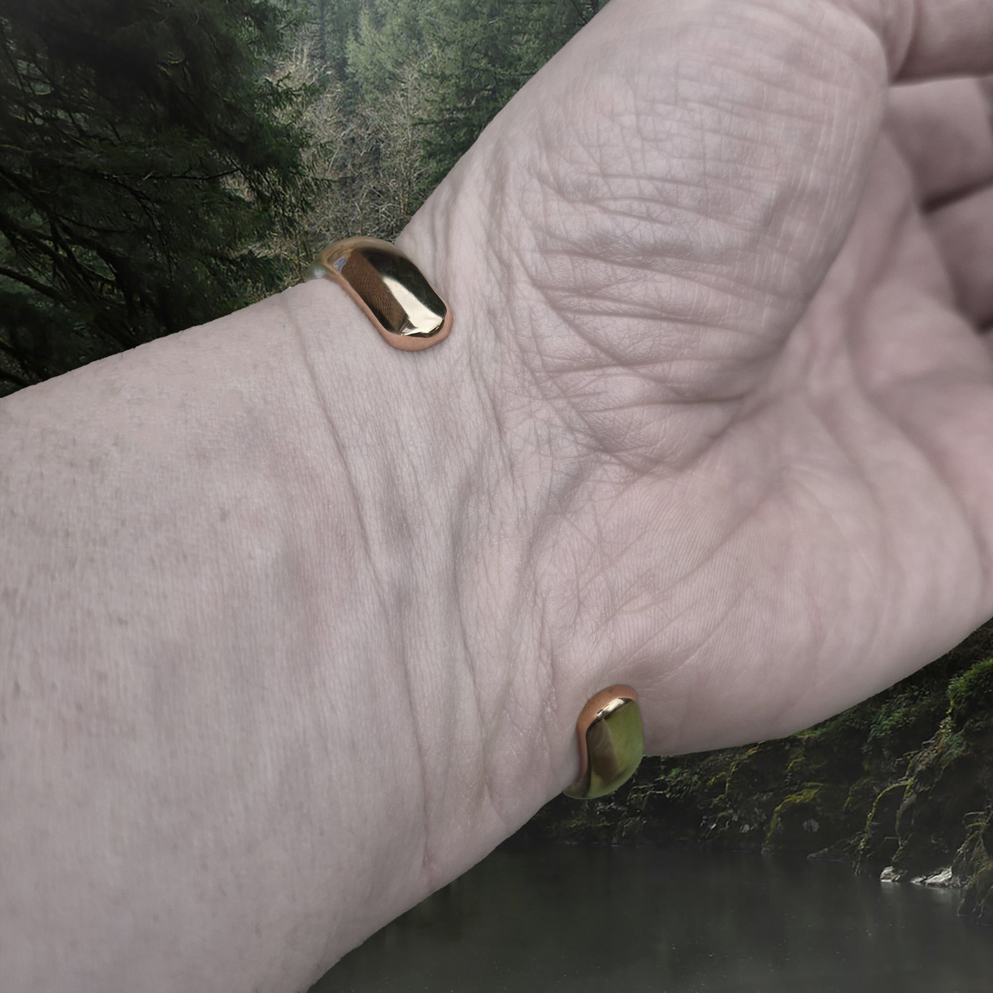 Bronze Viking Arm Ring / Bracelet Replica from Gotland, Sweden on Wrist Back View