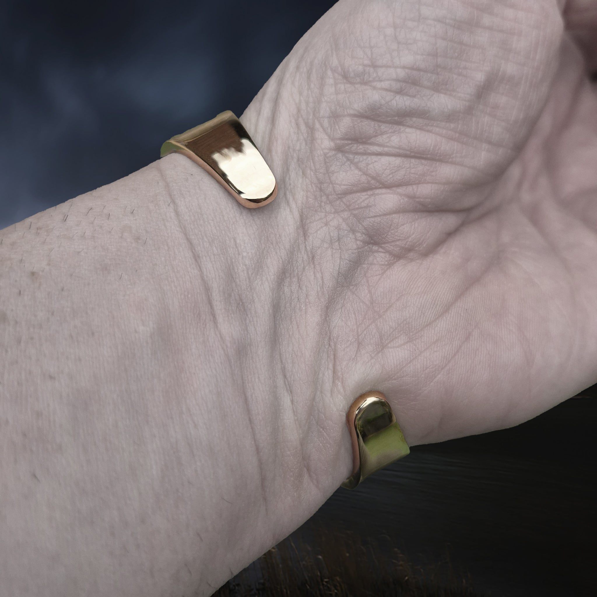 Bronze Hiberno-Norse Viking Bracelet / Arm Ring Replica with 3 Dot Design on Wrist - Back View