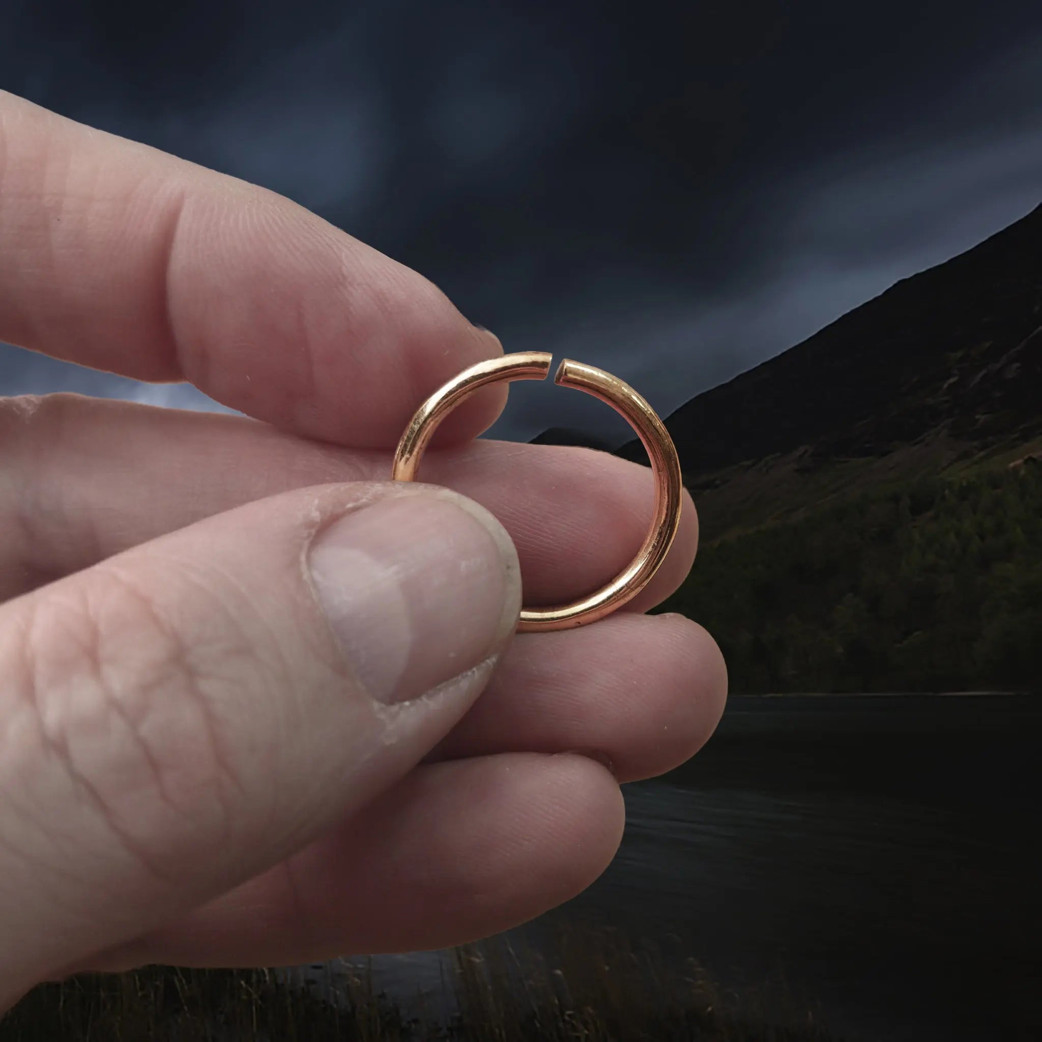 Medium Bronze Split Ring for Bronze Necklaces / Pendants in Fingers