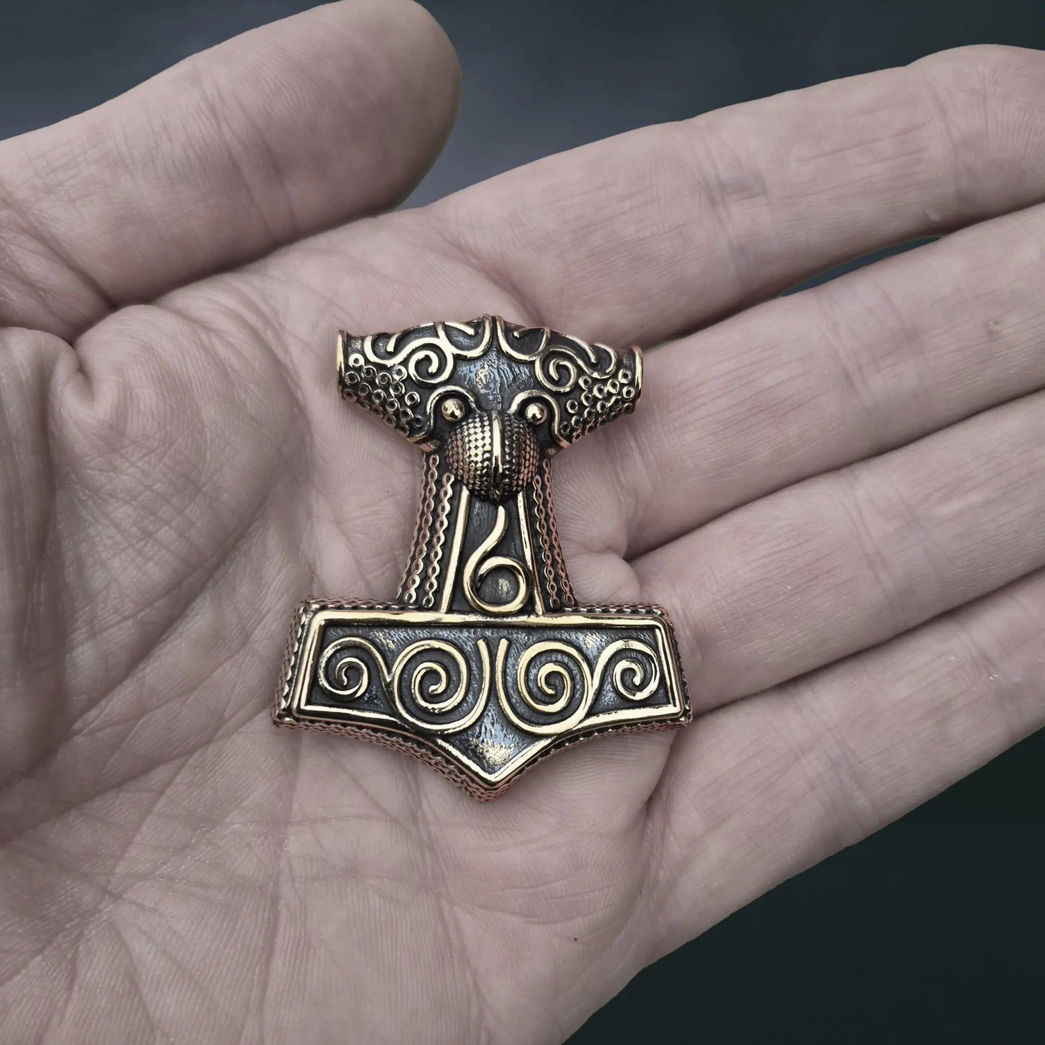 Large Bronze Skåne Thors Hammer Pendant The Viking Dragon