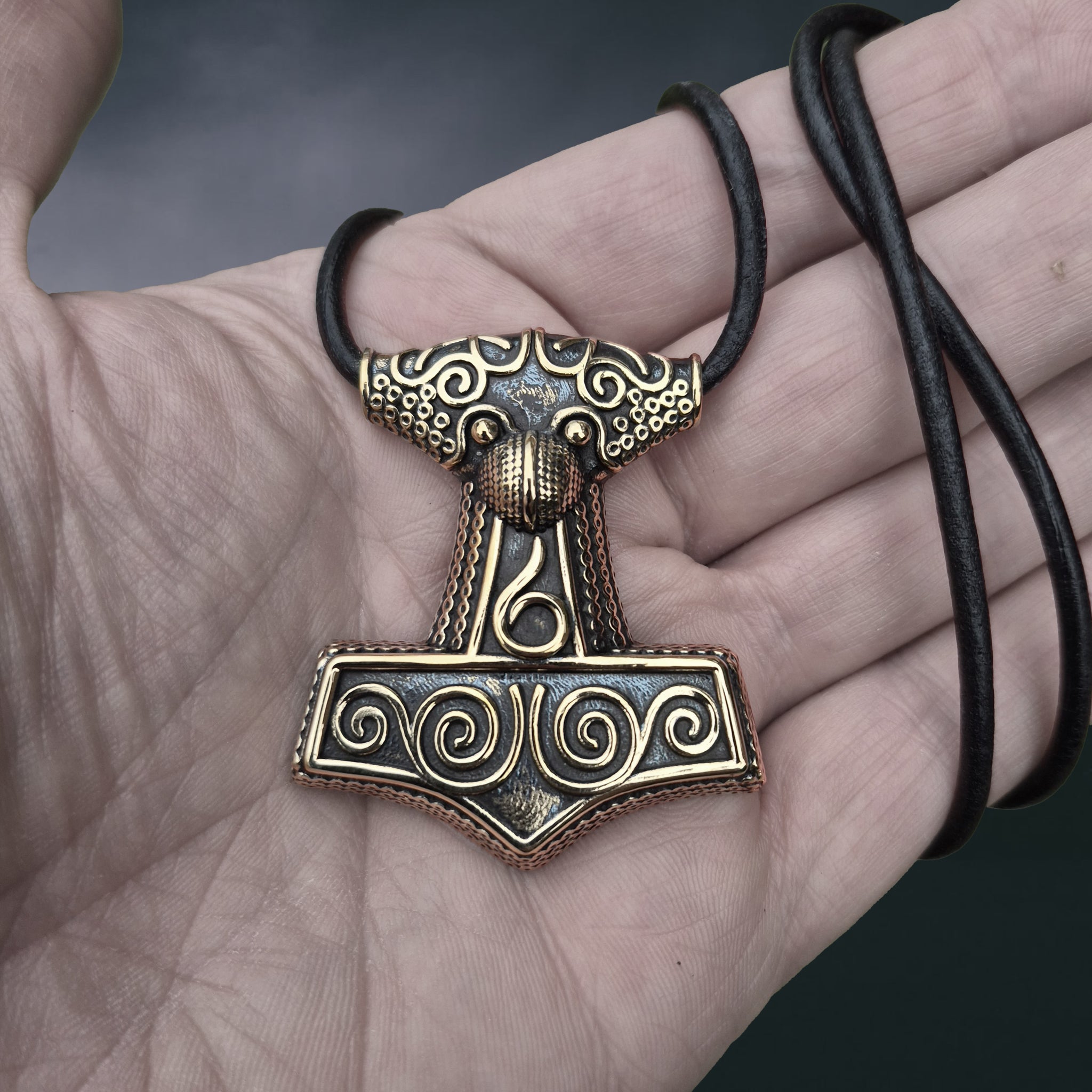 Large Bronze Skåne Thors Hammer Pendant