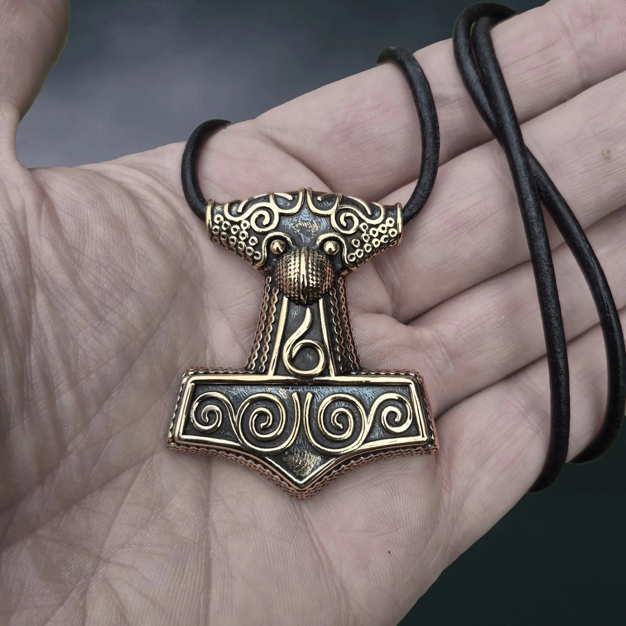 Large Bronze Skåne Thors Hammer Pendant The Viking Dragon