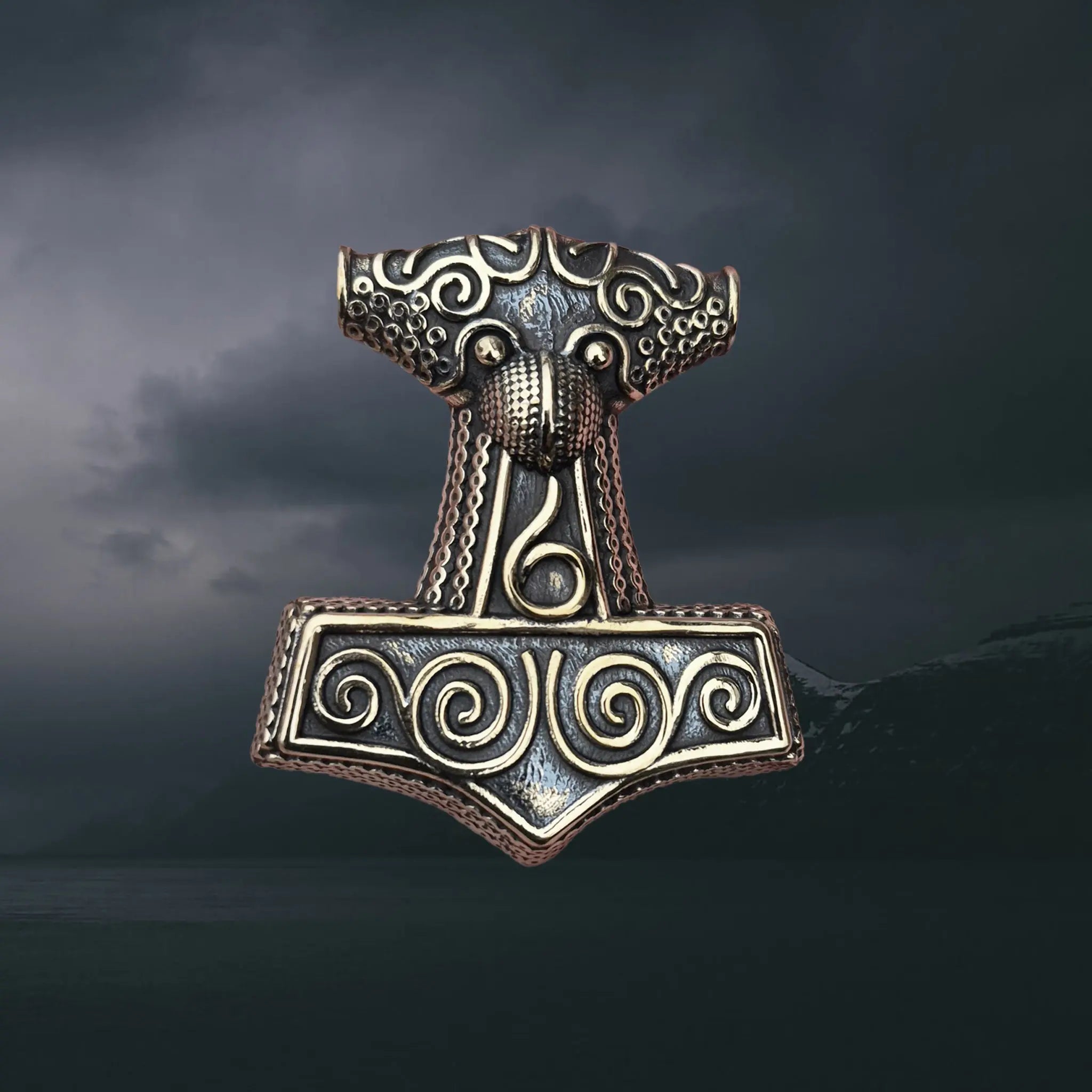 Large Bronze Skåne Thors Hammer Pendant The Viking Dragon