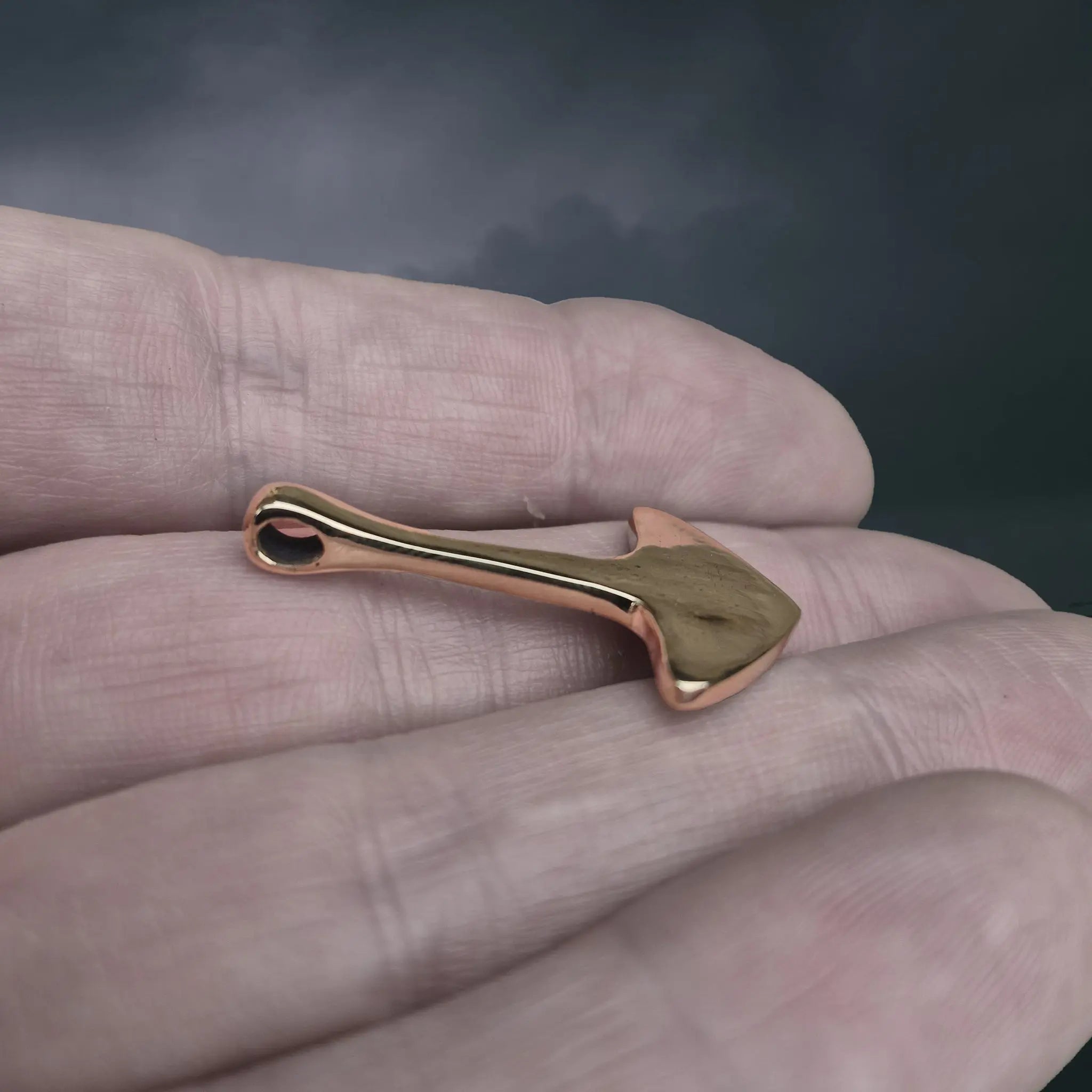 Bronze Replica Thor's Hammer Pendant from Repton, England, UK on Hand - Sid Angle View