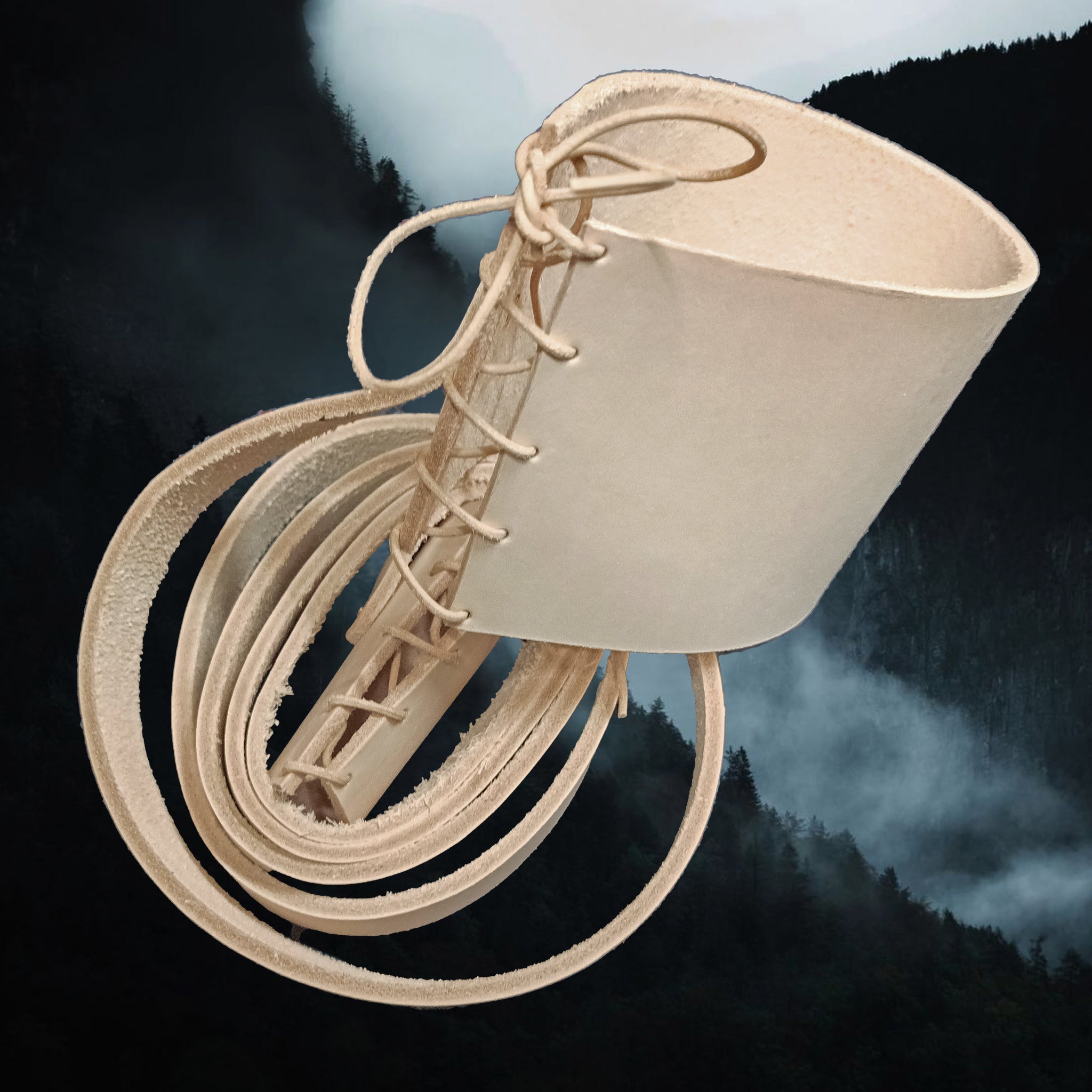 Natural Veg Tan Leather Shoulder Strap - Coiled Up