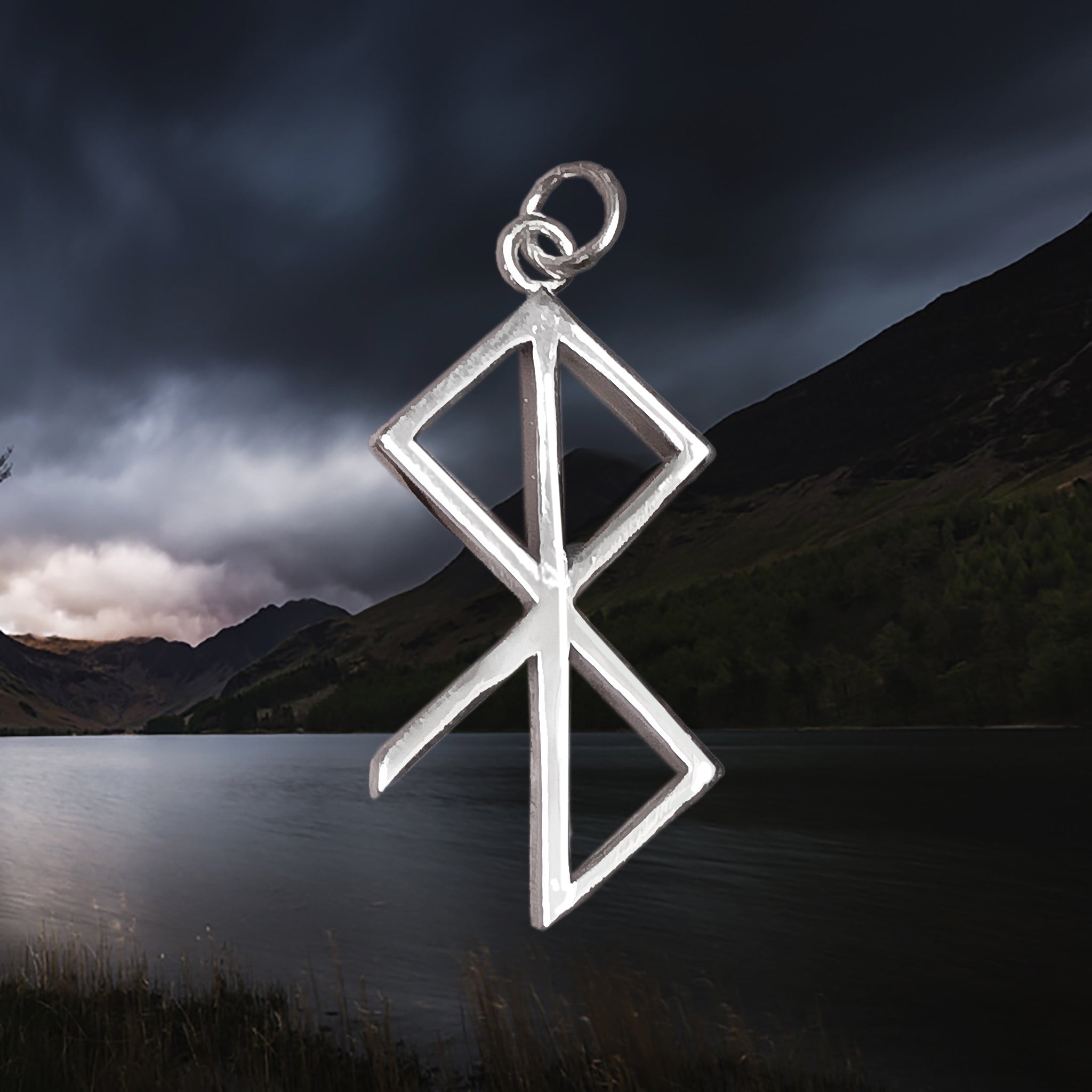 Silver Peace & Happiness Bind Rune Viking Pendant