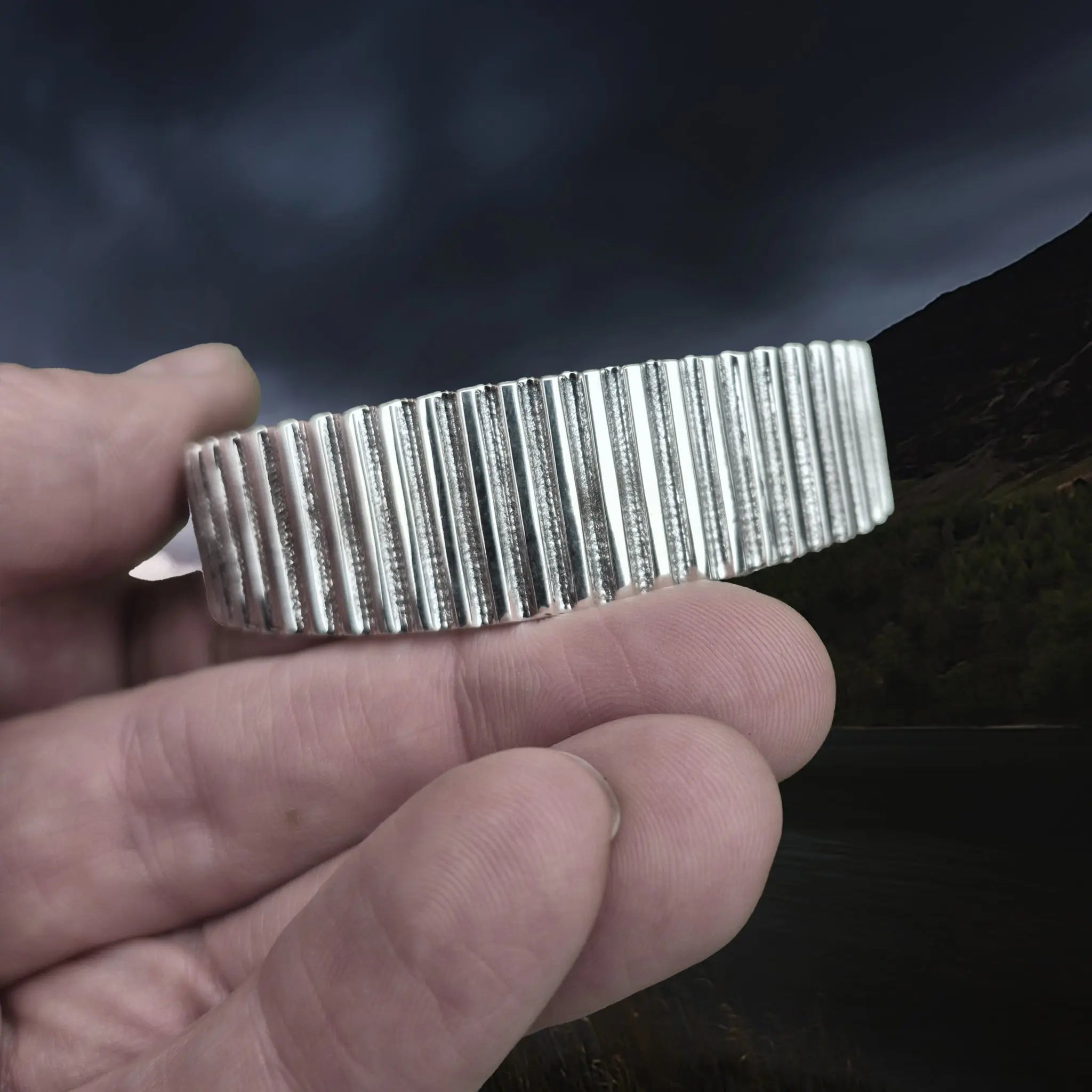 Silver Viking Bracelet / Arm Ring Replica From Anglesey with Ridge Design in Fingers