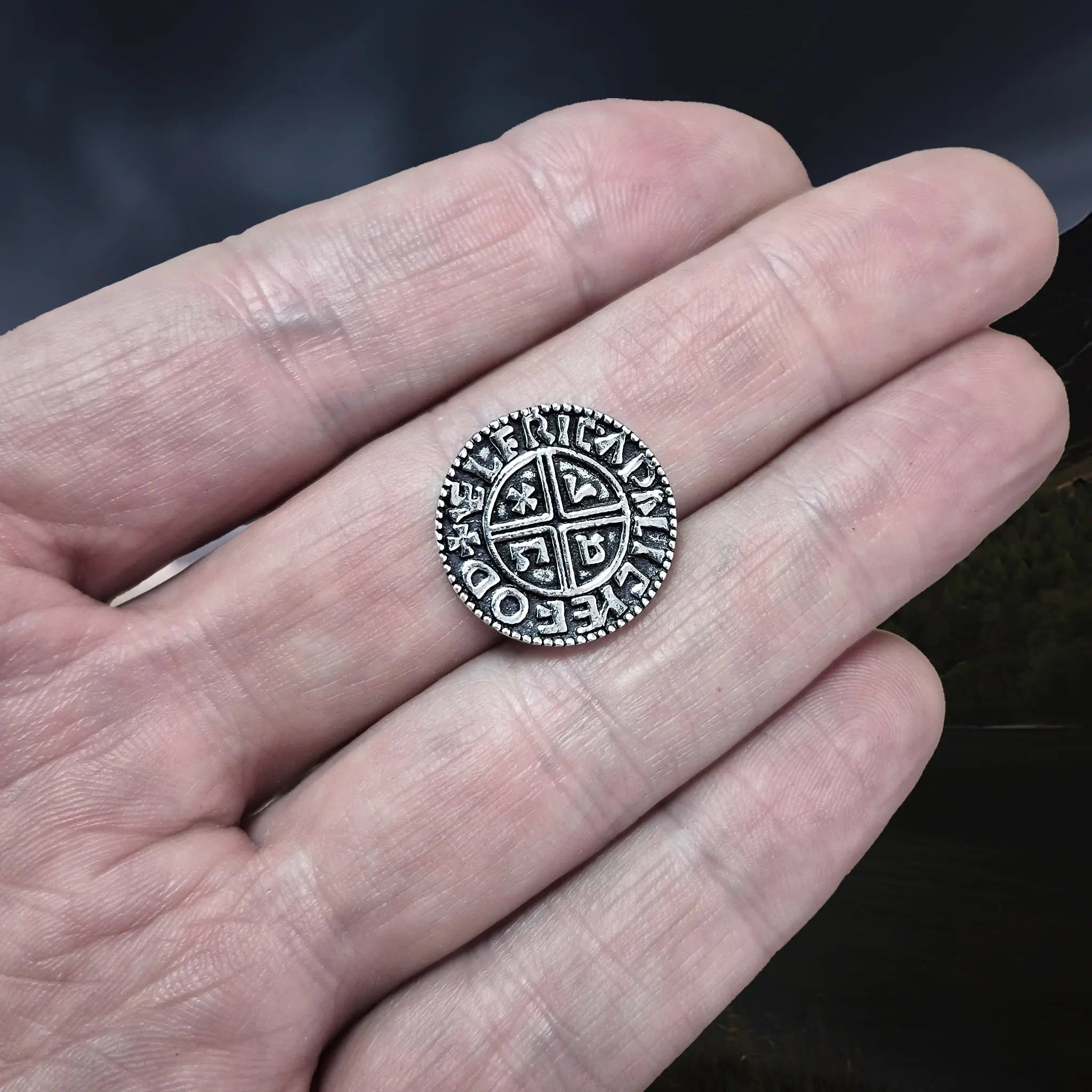Silver Replica Saxon Coin from Winchester, England, UK - On Hand