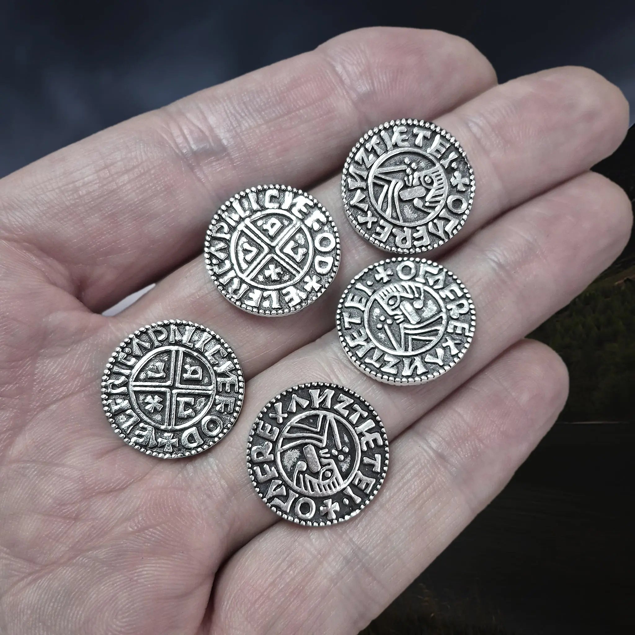 Silver Replica Saxon Coins x 5 from Winchester, England, UK - On Hand