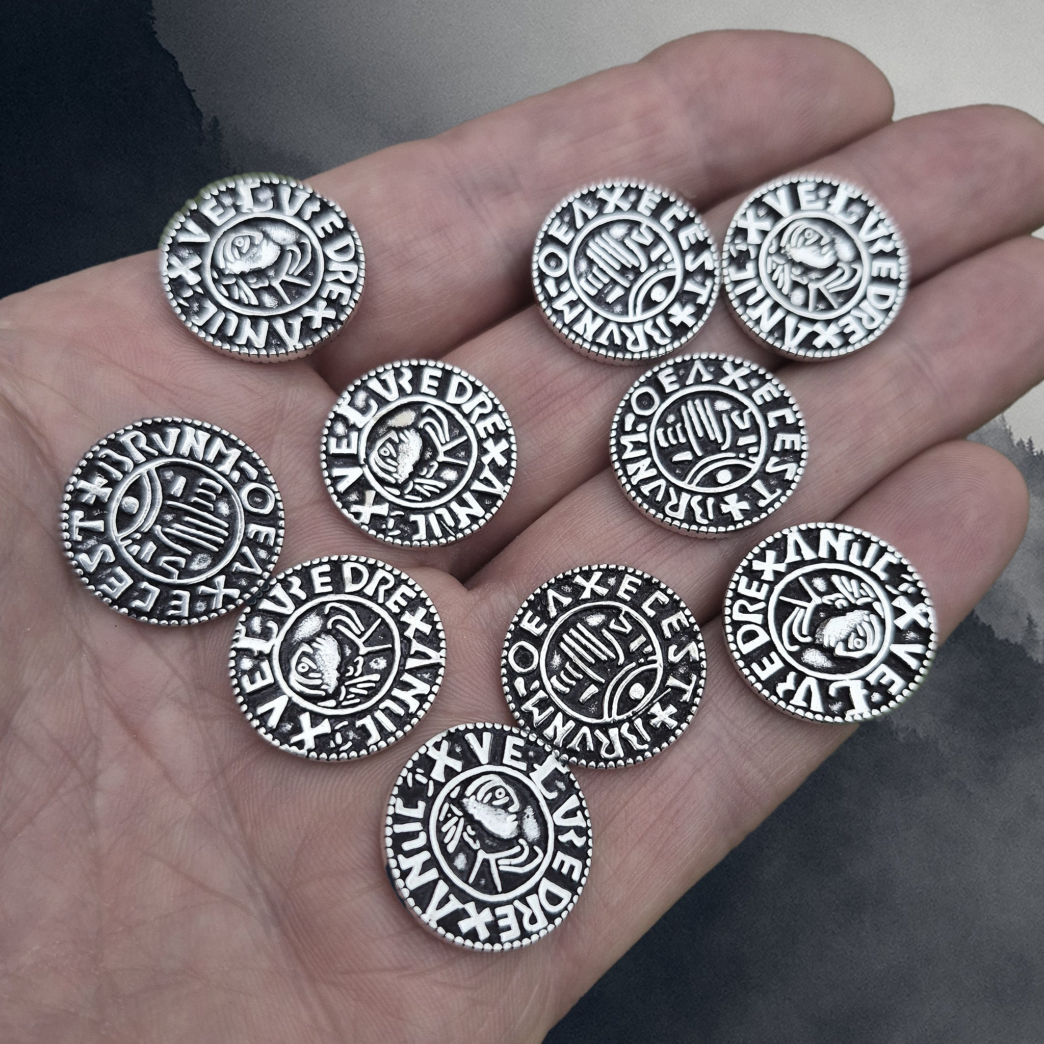 Silver Replica Saxon Aethelred II Pennies from Somerset, England, UK on Hand x 10