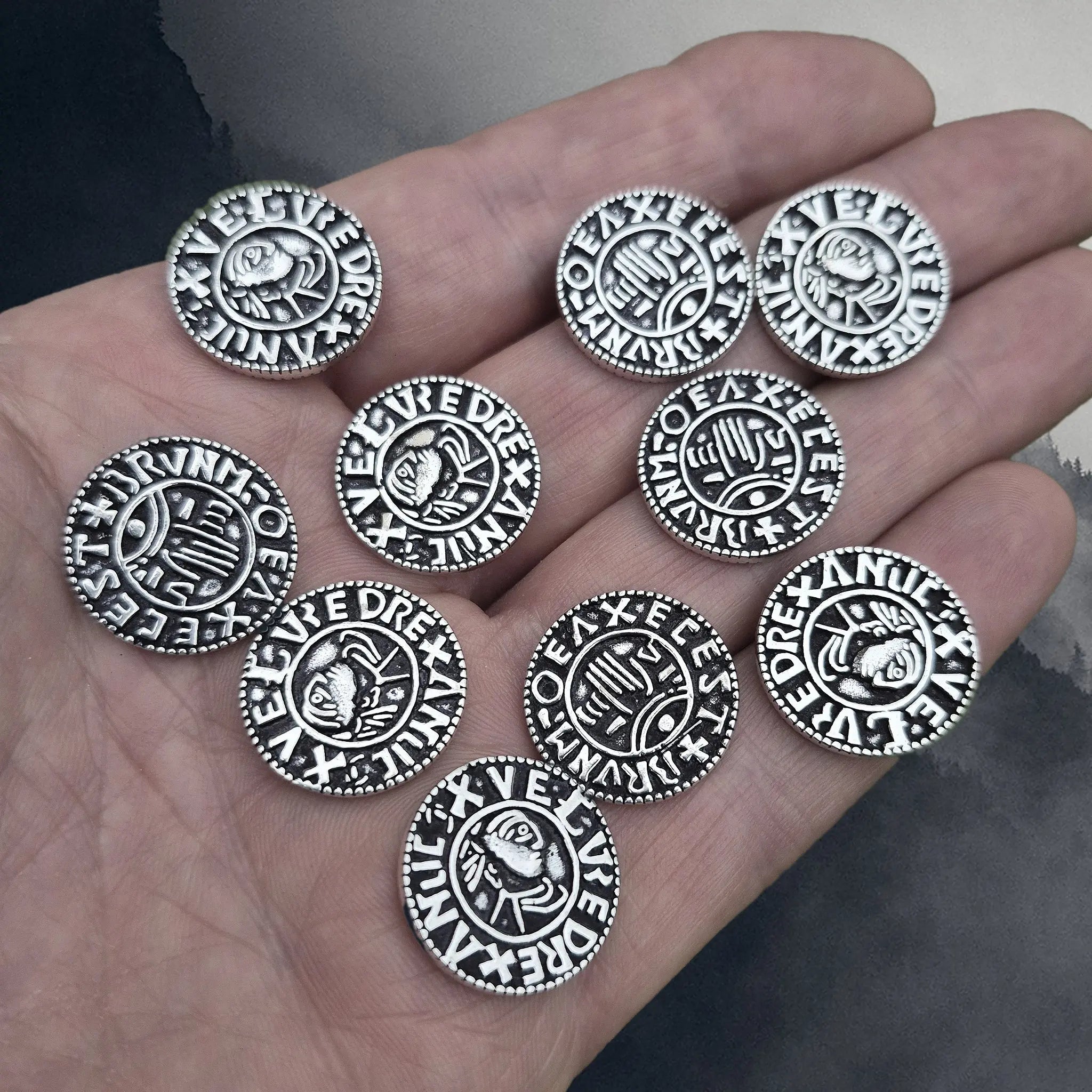 Silver Replica Saxon Aethelred II Pennies from Somerset, England, UK on Hand x 10