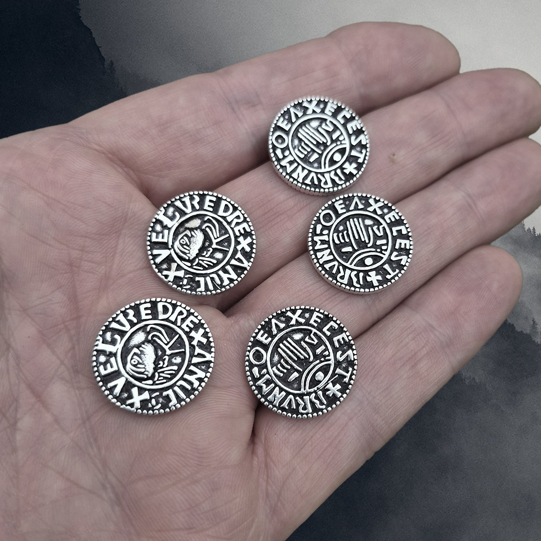 Silver Replica Saxon Aethelred II Pennies from Somerset, England, UK on Hand x 5