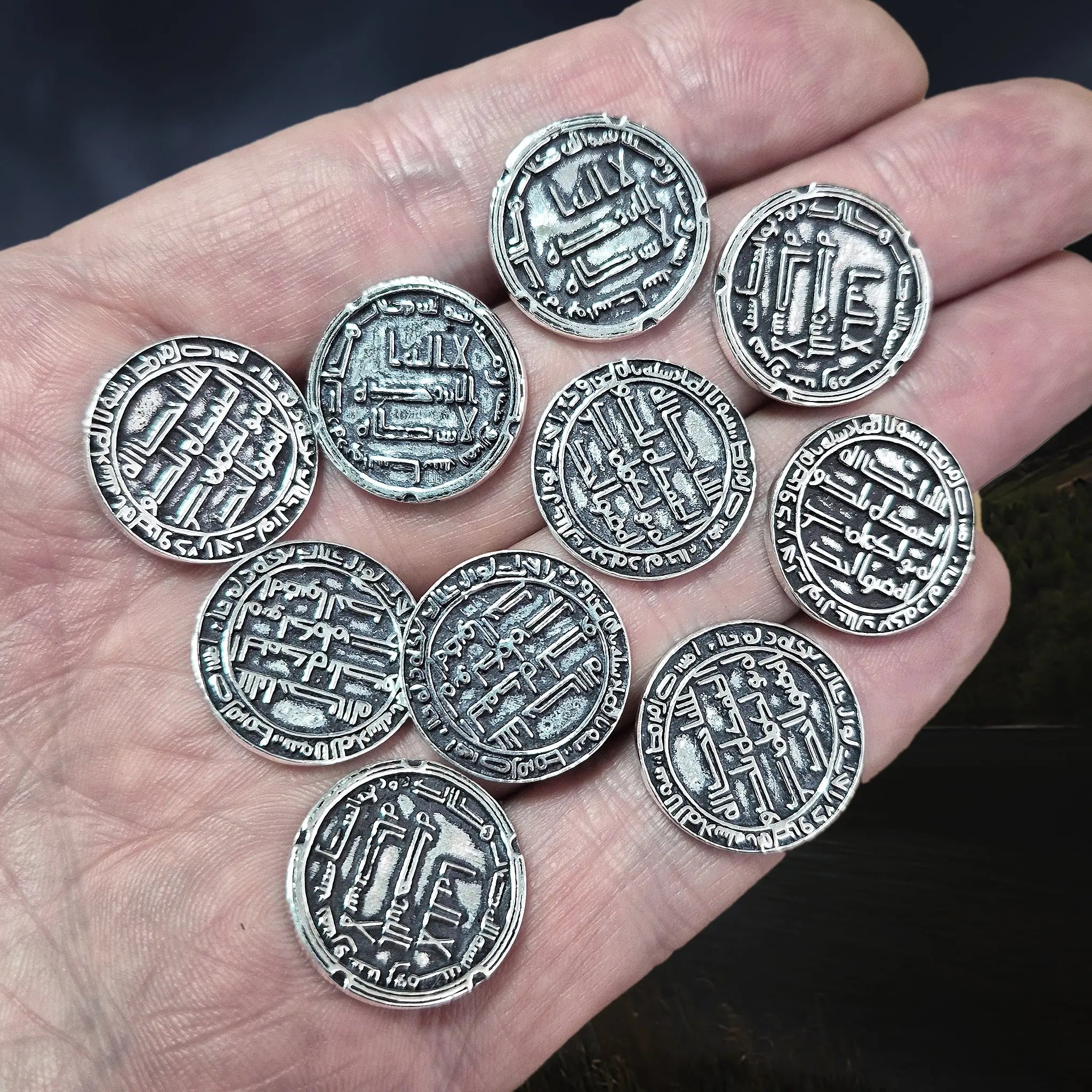 Replica Viking Dirham Coins x 10 from the Isle of Skye - 10th Century Scotland, UK - On Hand