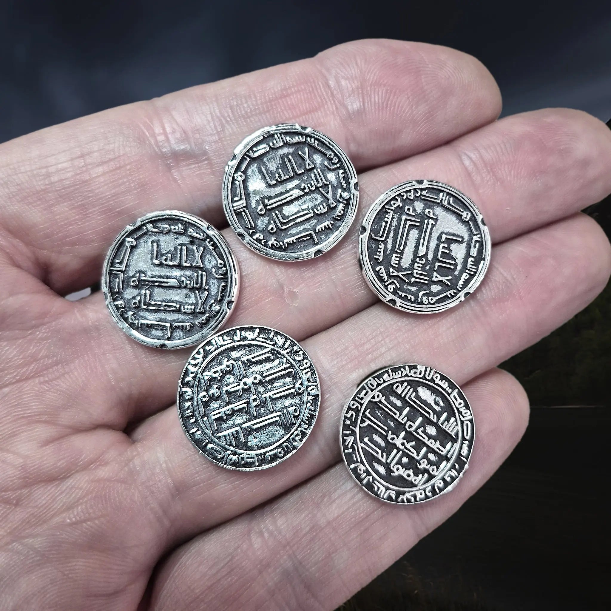 Replica Viking Dirham Coins x 5 from the Isle of Skye - 10th Century Scotland, UK - On Hand