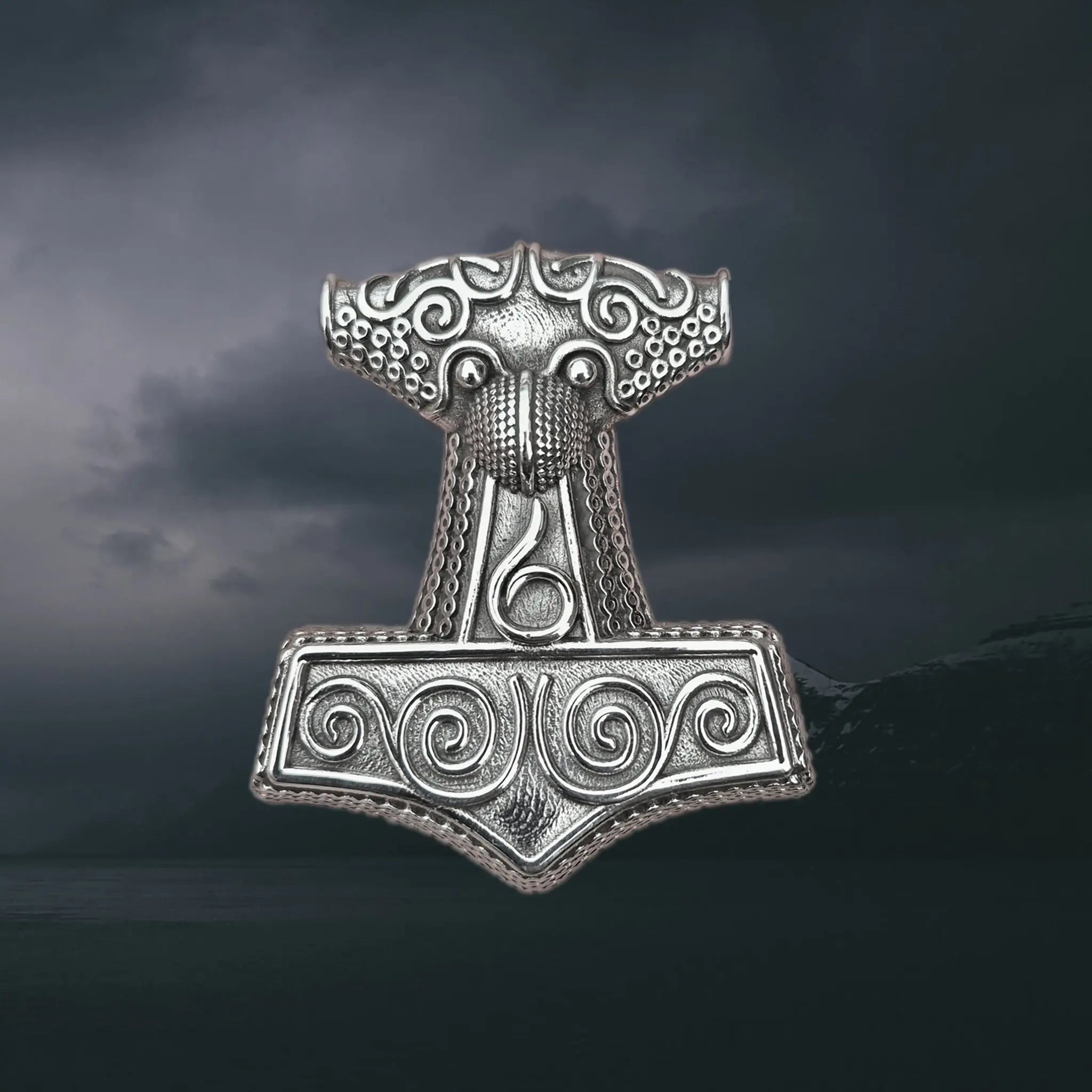 Large Silver Skåne Thor's Hammer Pendant Replica