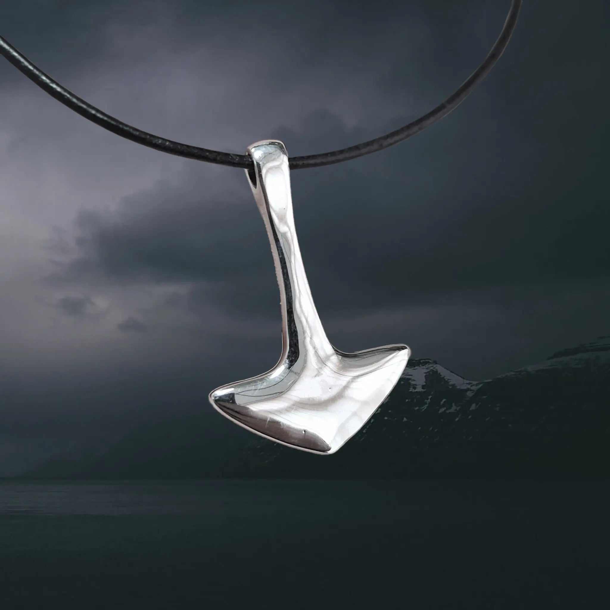 Sterling Silver Viking Thor's Hammer Pendant, Based on an Original Find from 9th Century England on Leather Cord
