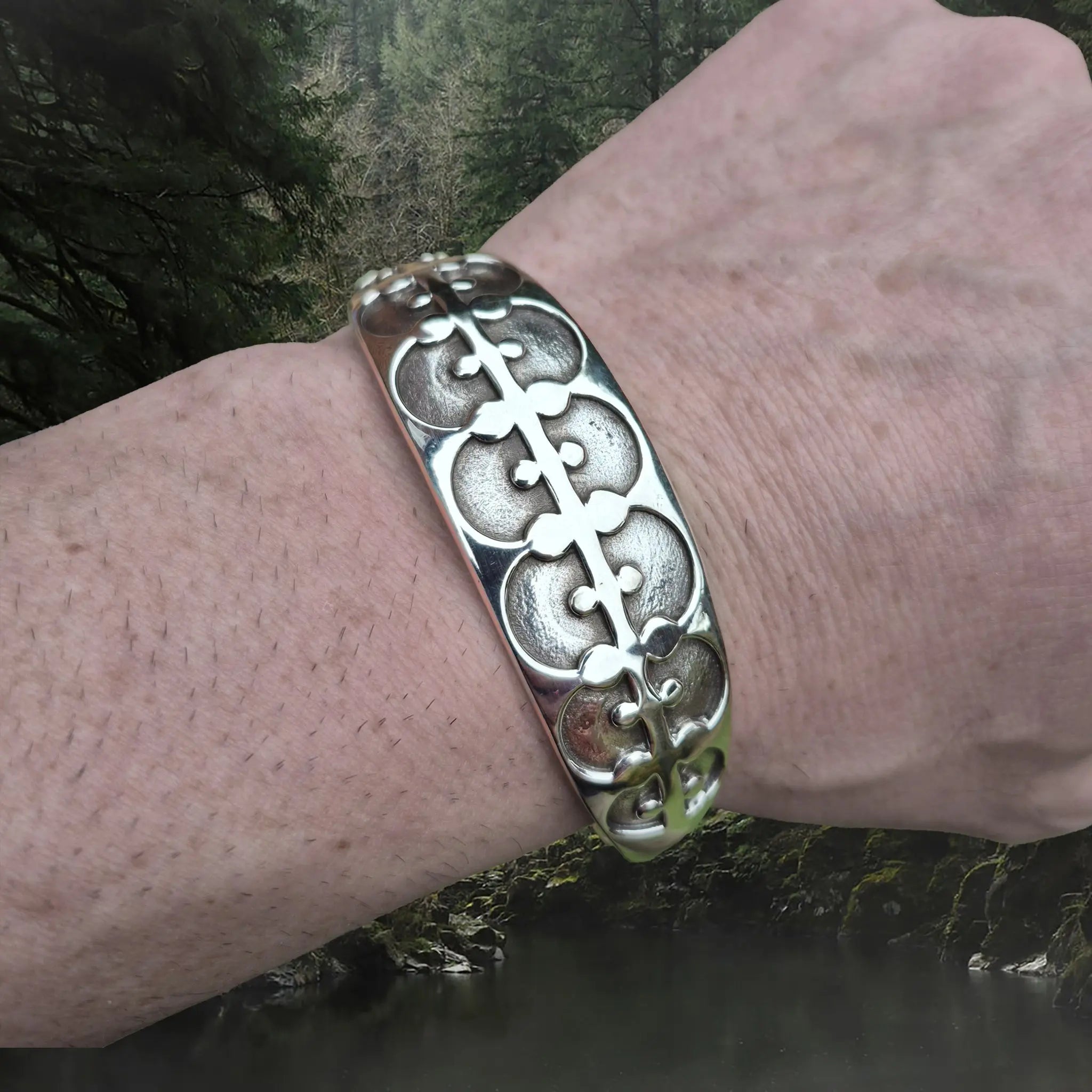 Silver Viking Arm Ring / Bracelet Replica from Gotland, Sweden on Wrist