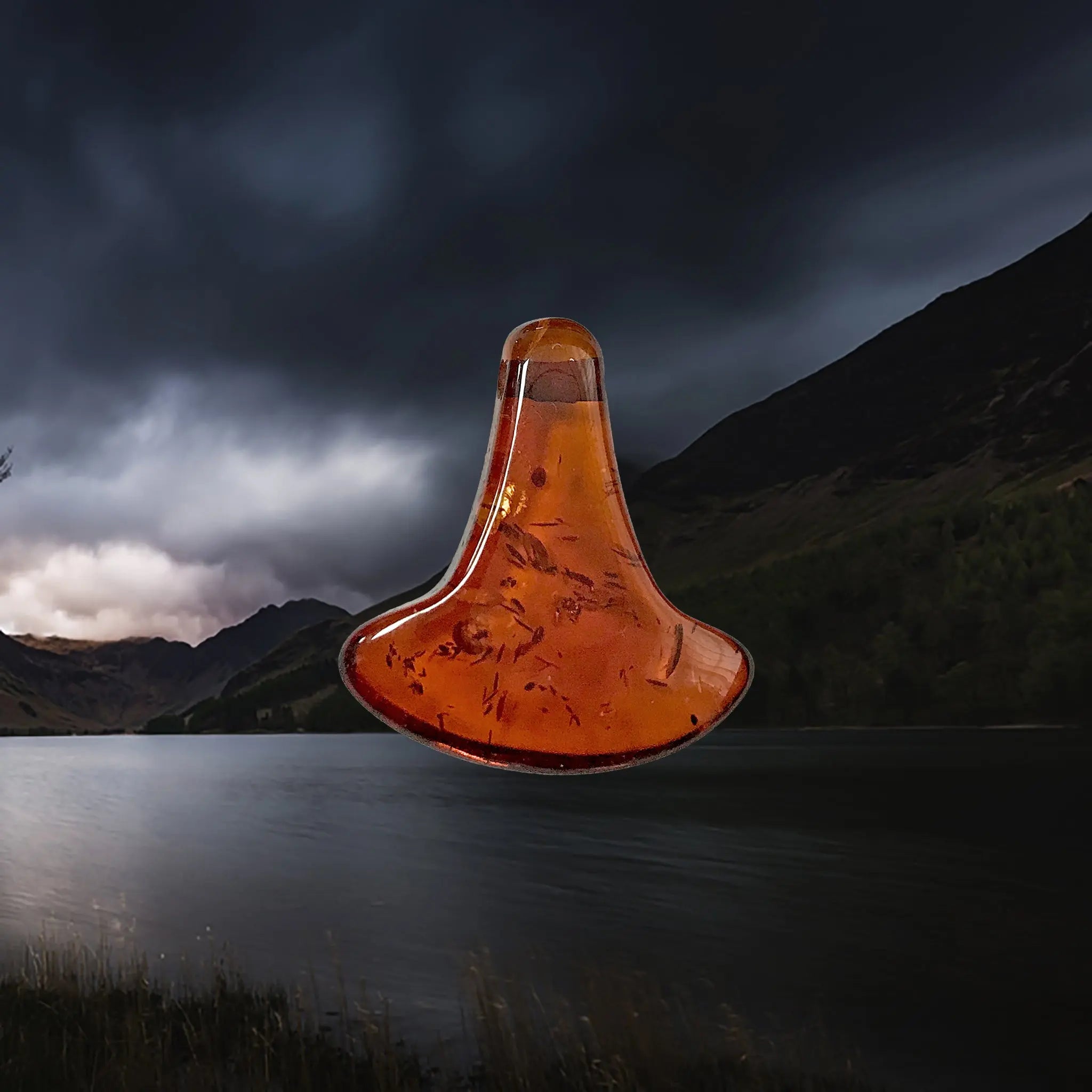 Amber Viking Thors Hammer Pendant - Medium Size