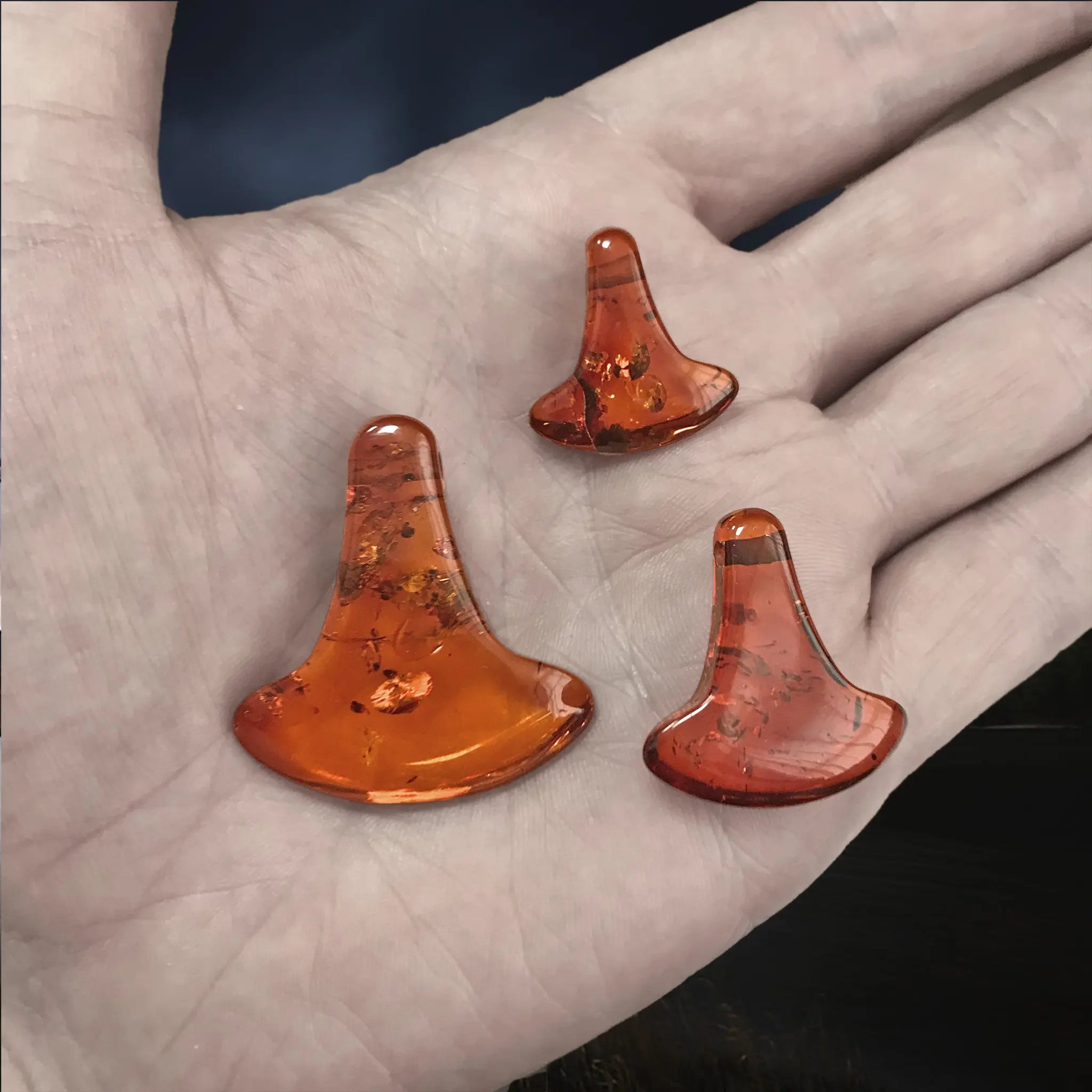 Amber Viking Thors Hammer Pendants - Large, Medium & Small on Hand
