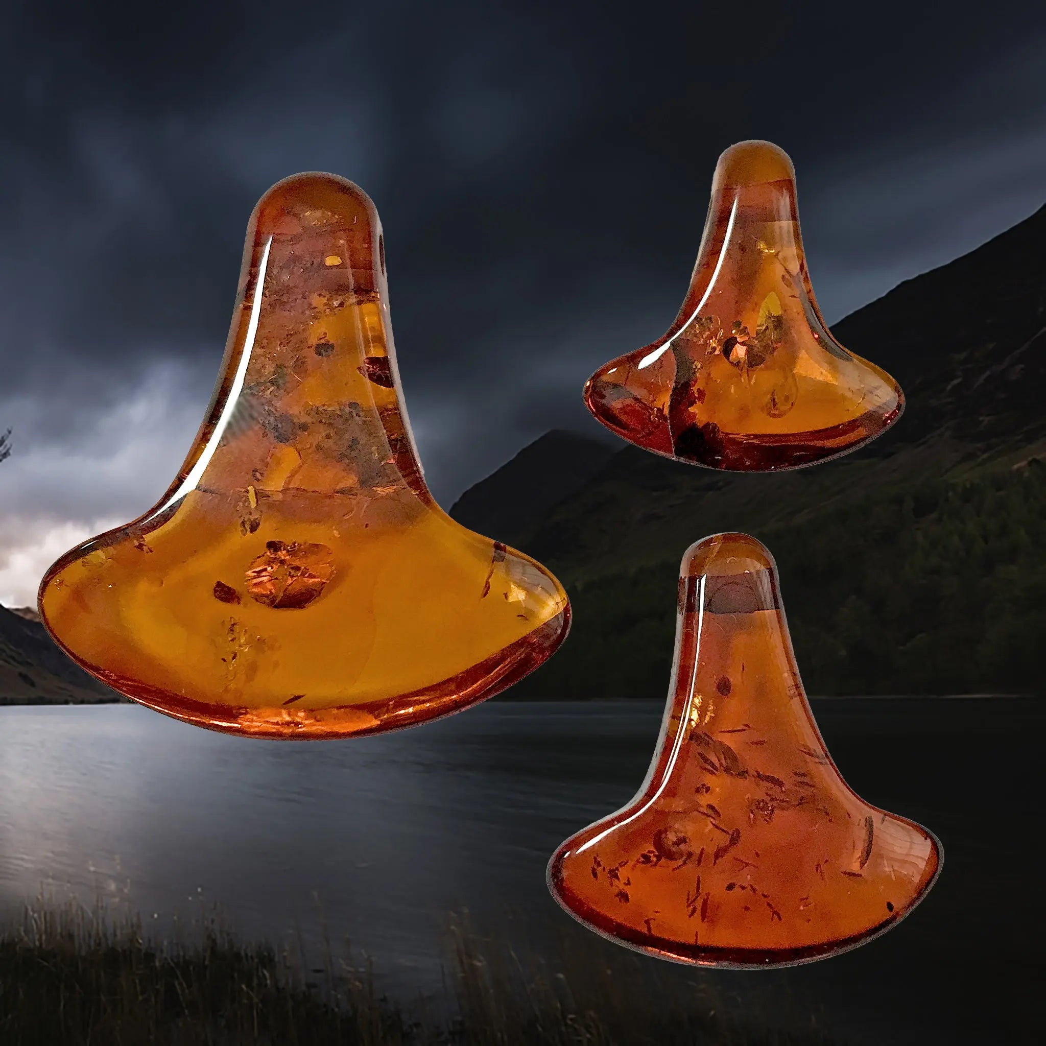 Amber Viking Thors Hammer Pendants - Large, Medium & Small