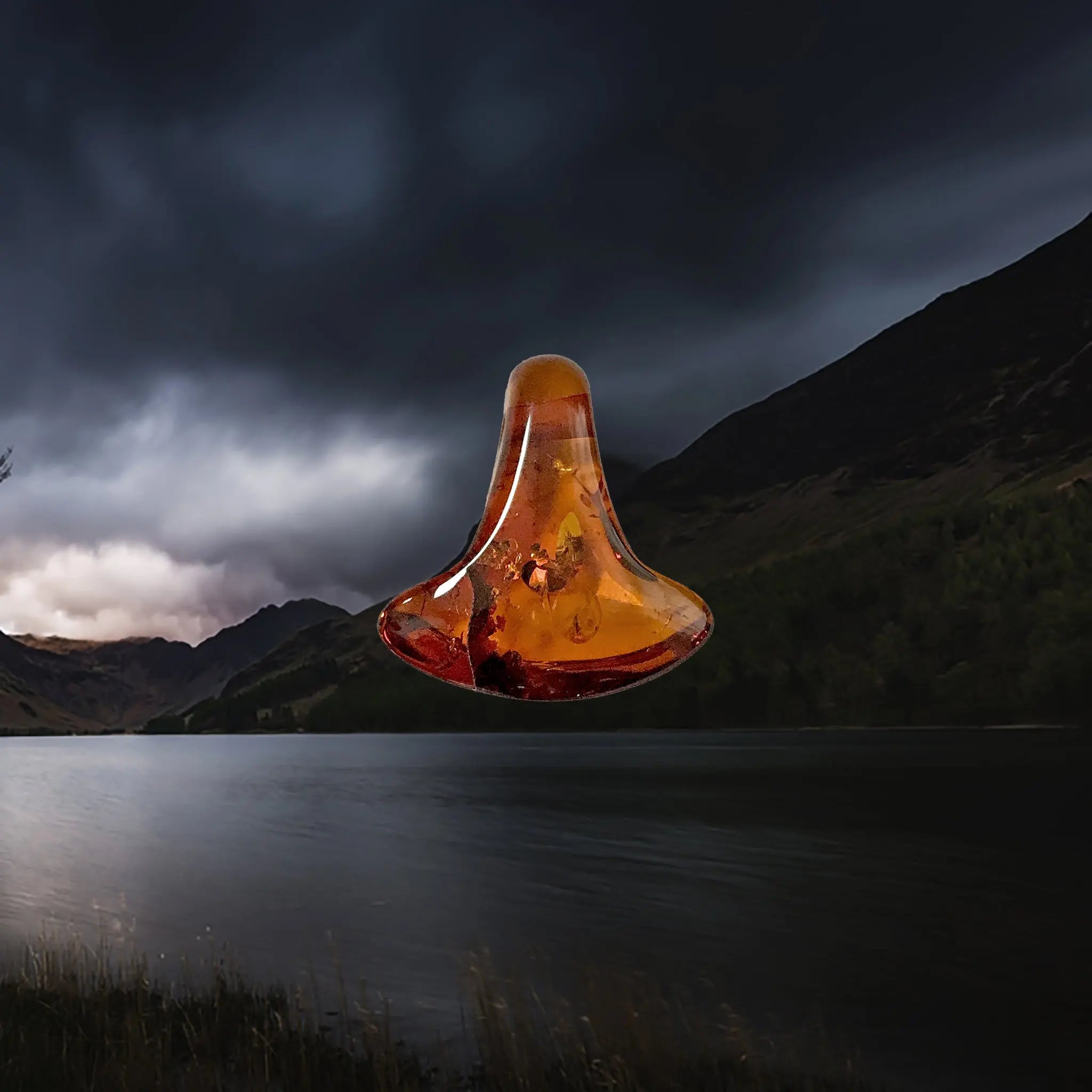 Amber Viking Thors Hammer Pendant - Small Size