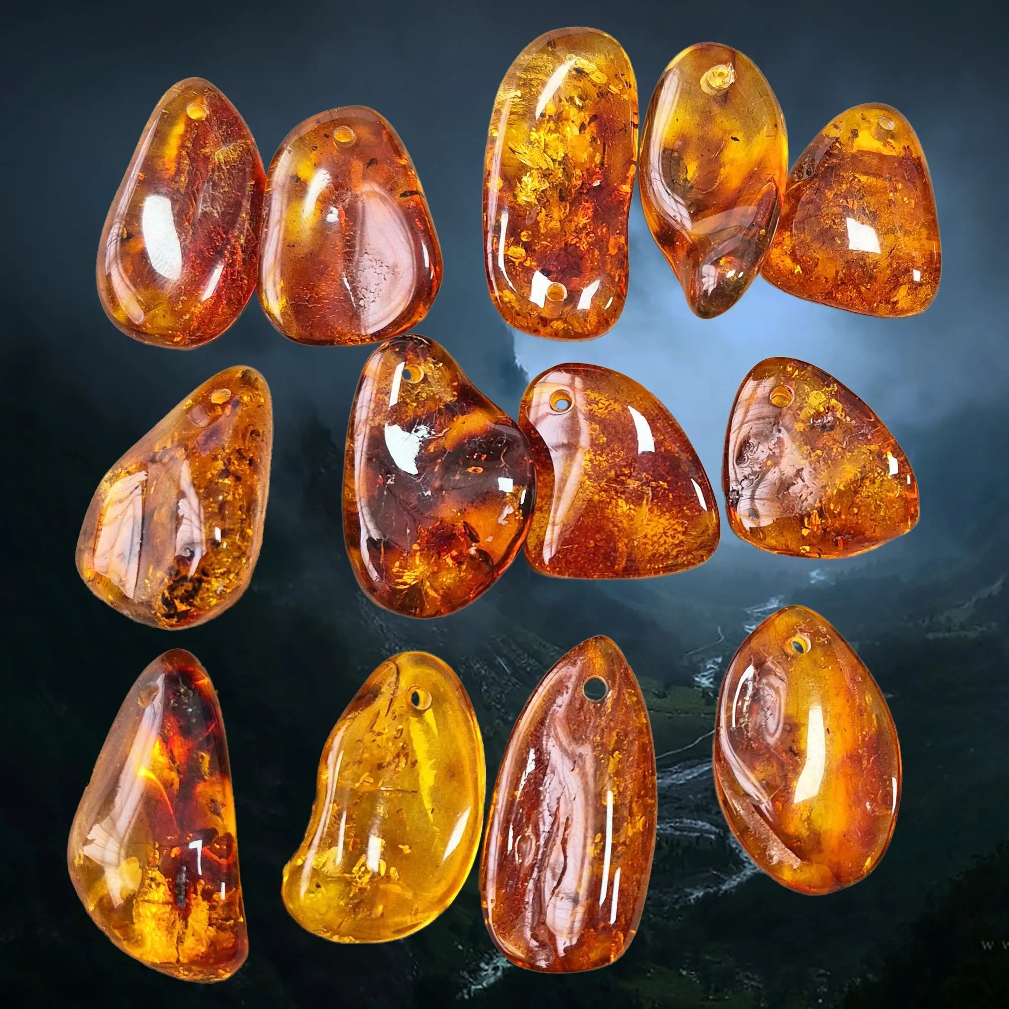 Hand-Cut & Polished Amber Viking Amulet Pendant - Large Size - May 26 Stock Examples