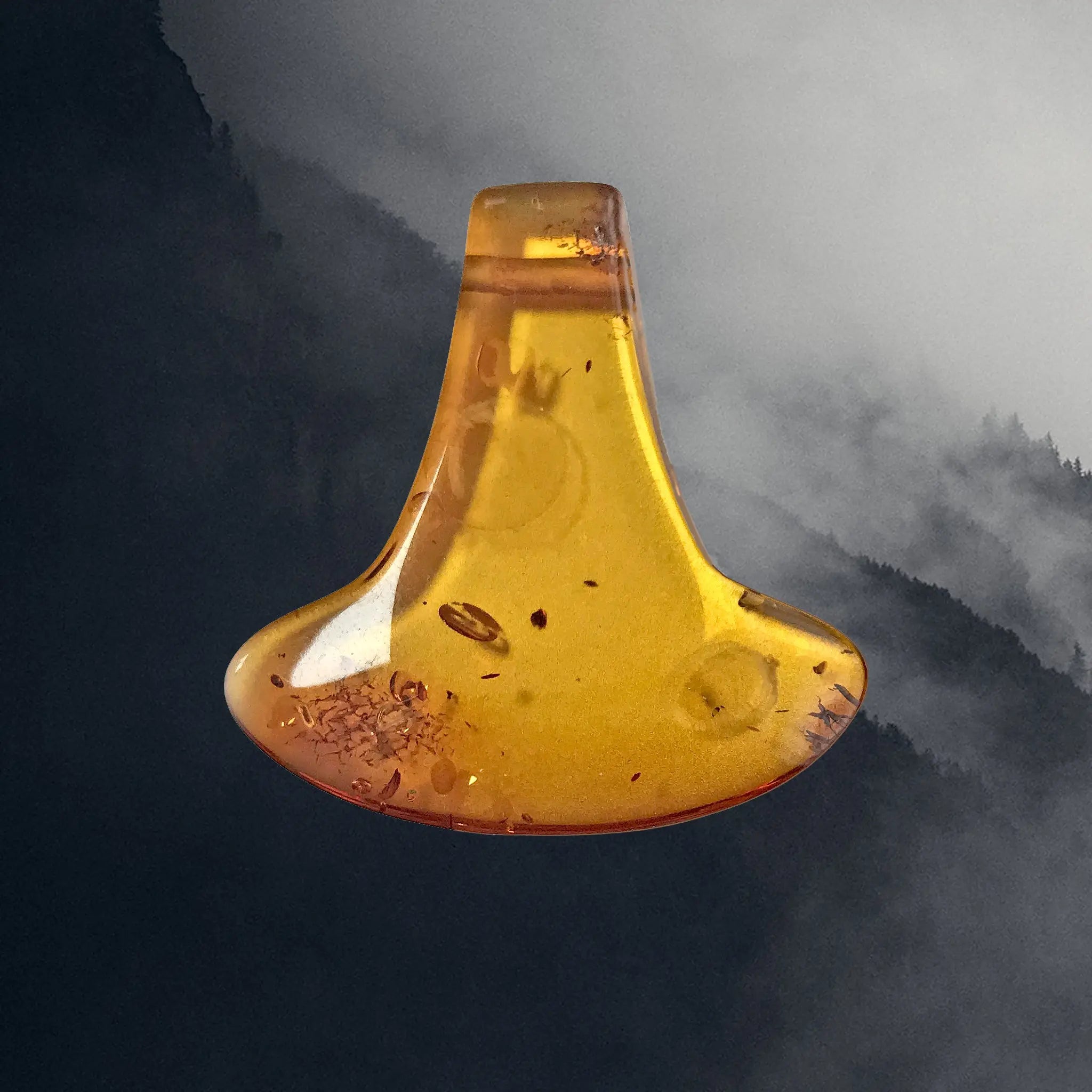 Hand-Cut & Polished Amber Thor's Hammer Viking Pendant - Large Size Example