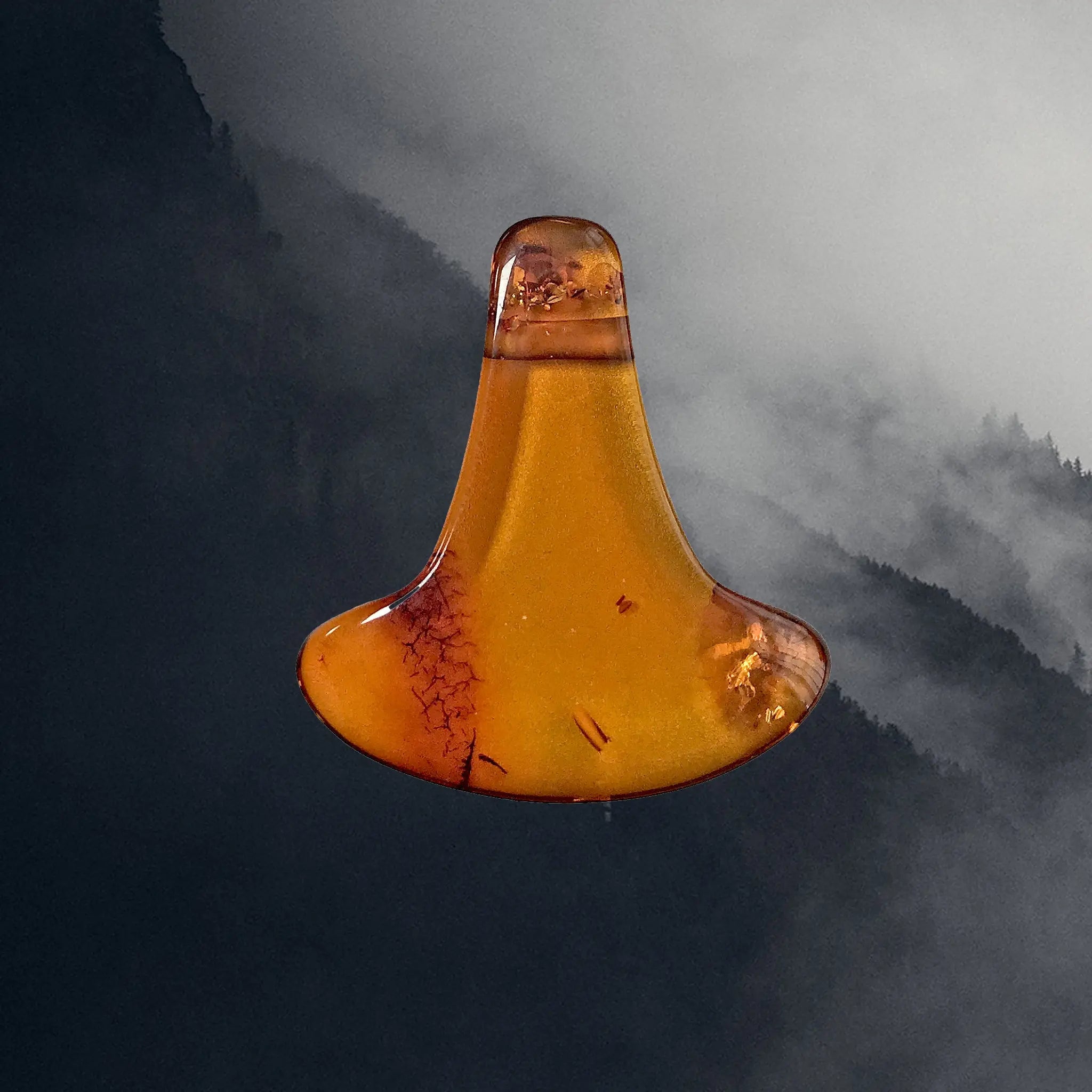 Hand-Cut & Polished Amber Thor's Hammer Viking Pendant - Medium Size Example