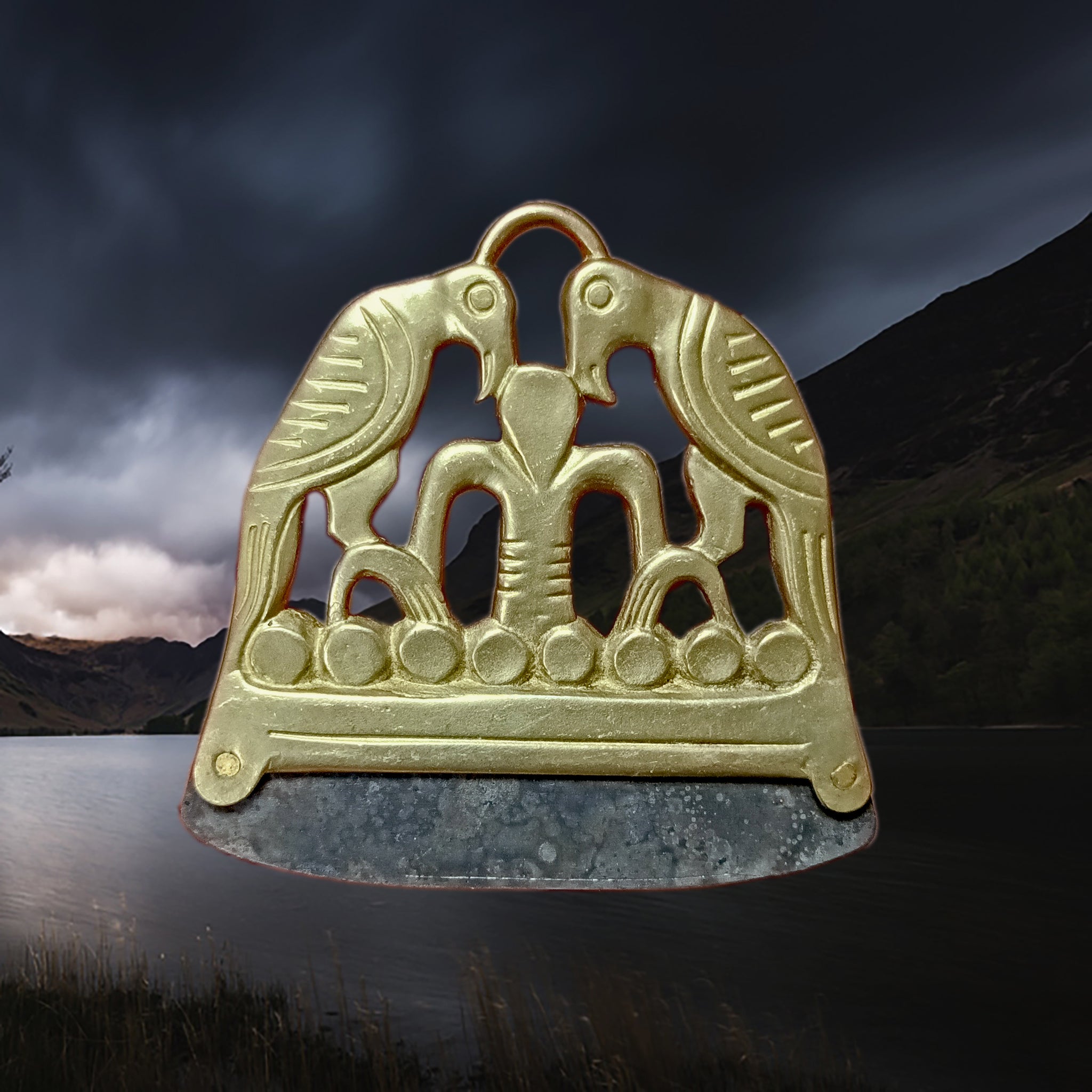 Bronze Viking Fire Steel Replica with Odin & Ravens Design