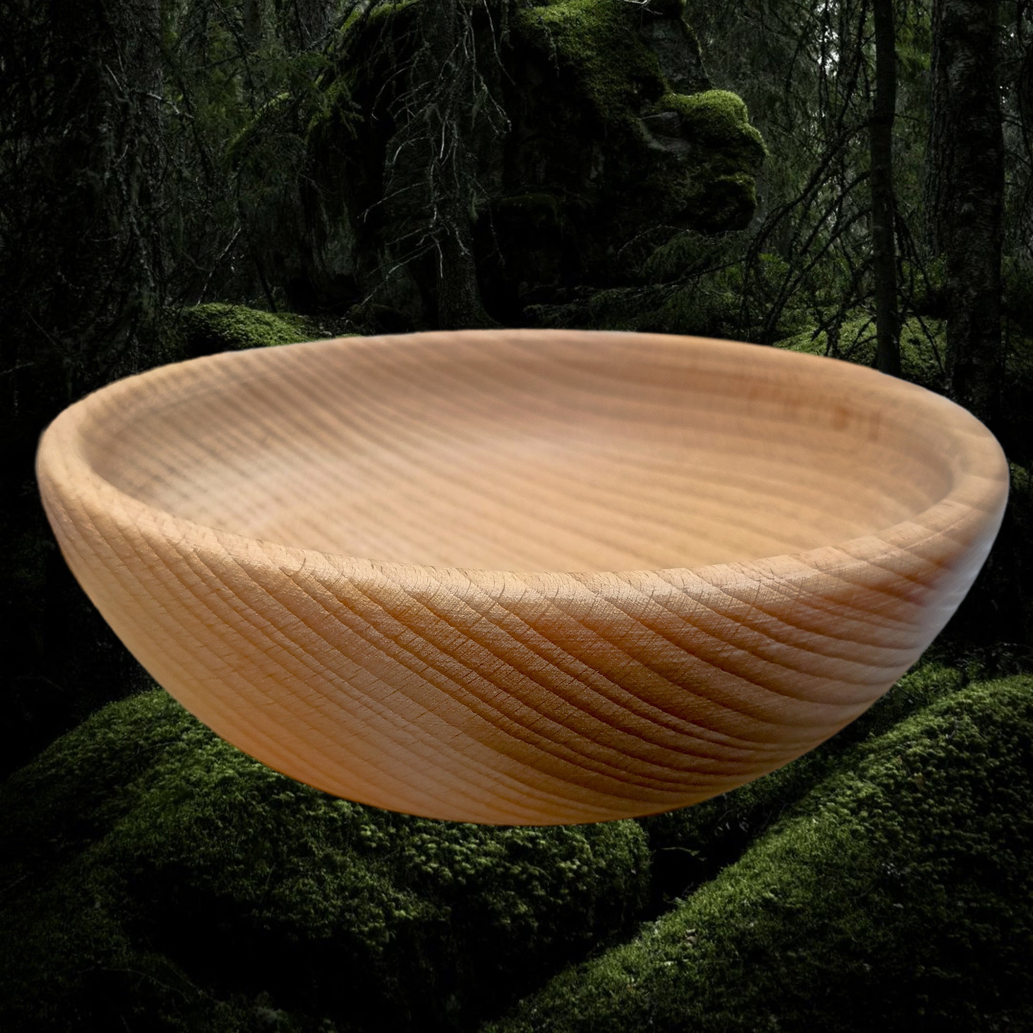 Large, Hand-Turned Medieval Wooden Bowl - Side View