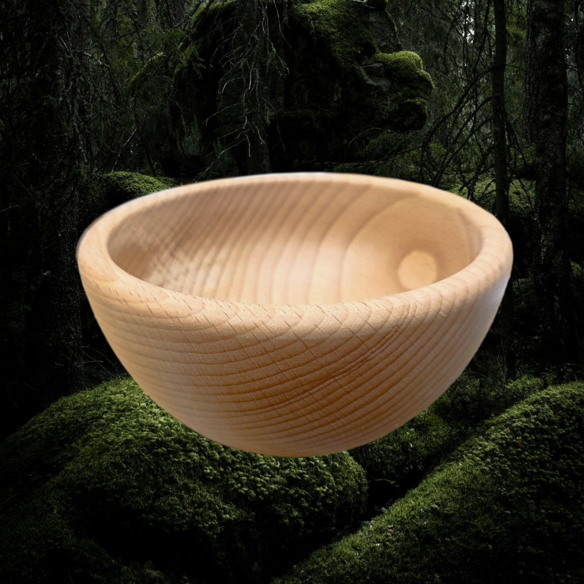 Medium Hand Turned Medieval Wooden Bowl - Side View