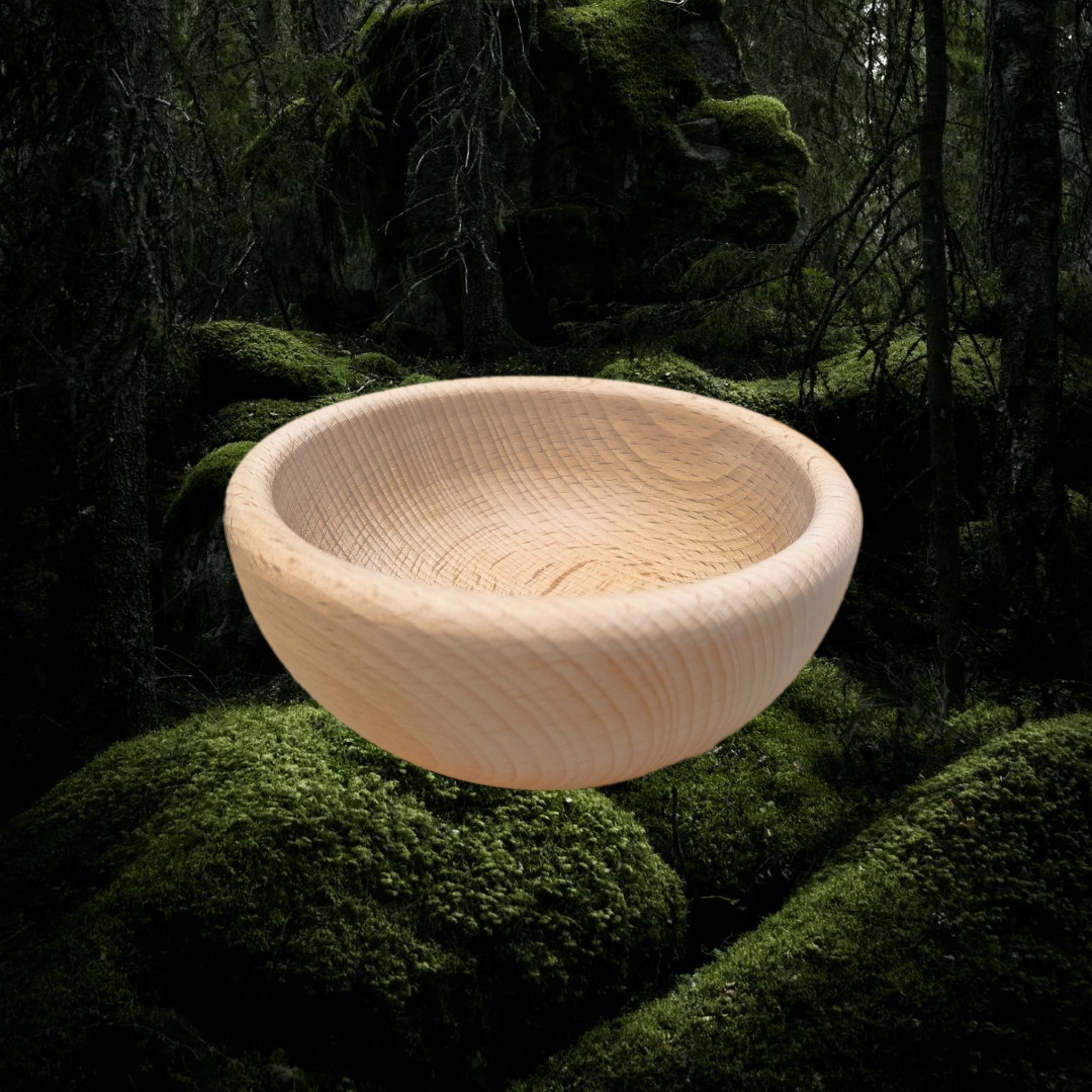 Small Hand Turned Medieval Wooden Bowl - Side View
