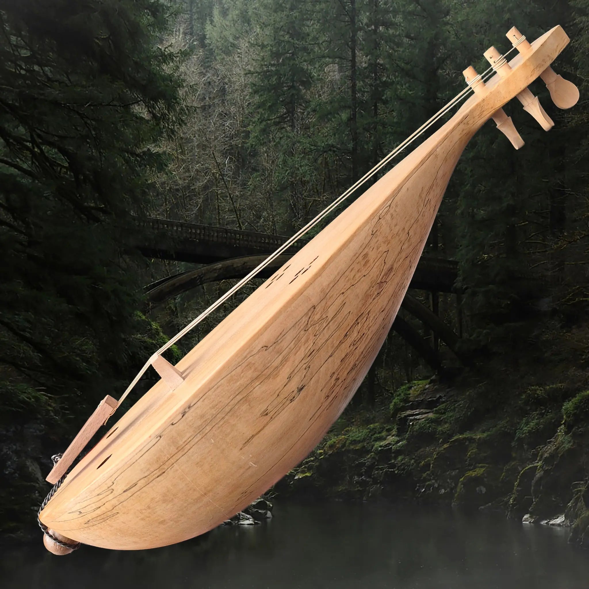 Authentic Viking Age Handmade Rebec Replica - Side View Angled