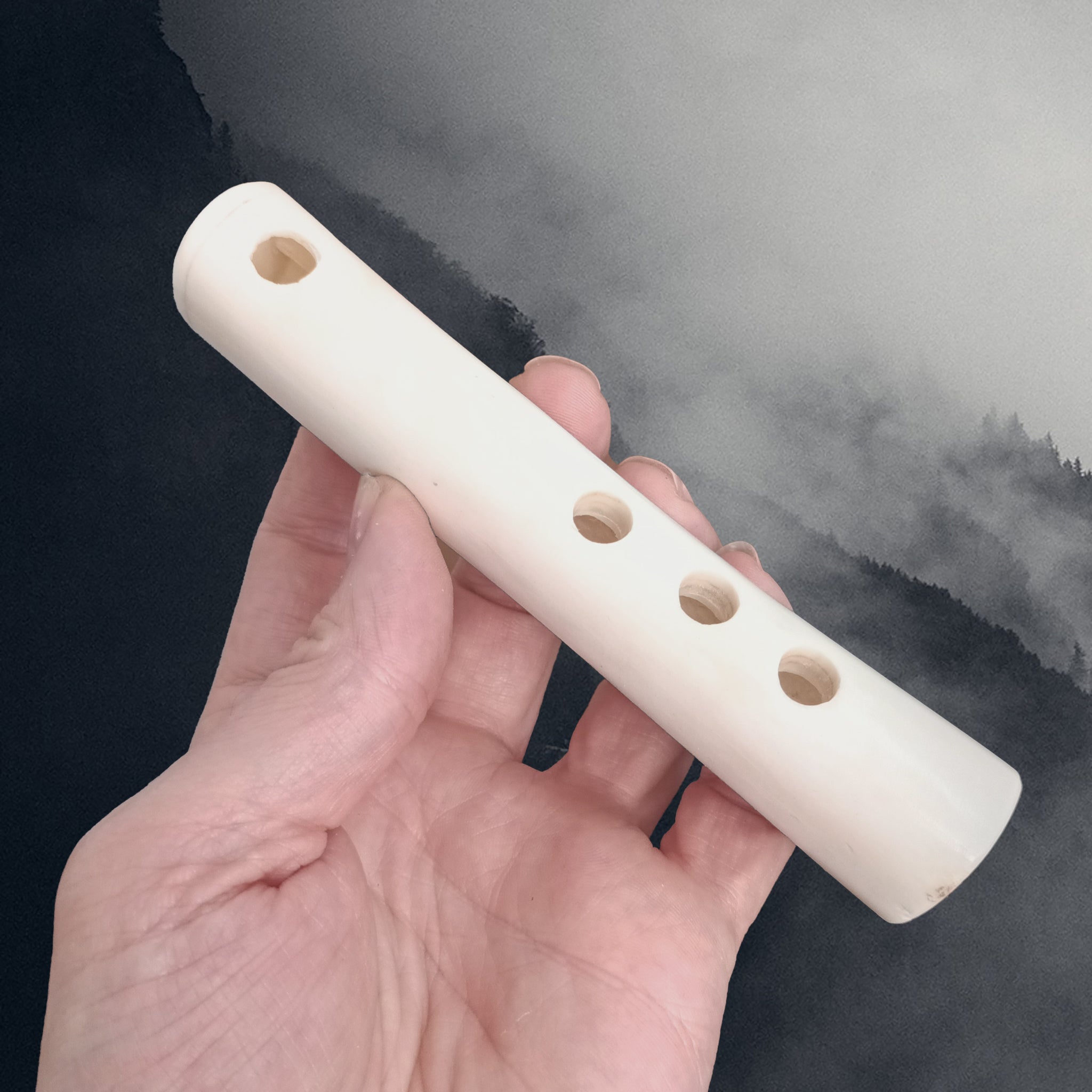 Replica Viking Age Bone Flute in Hand