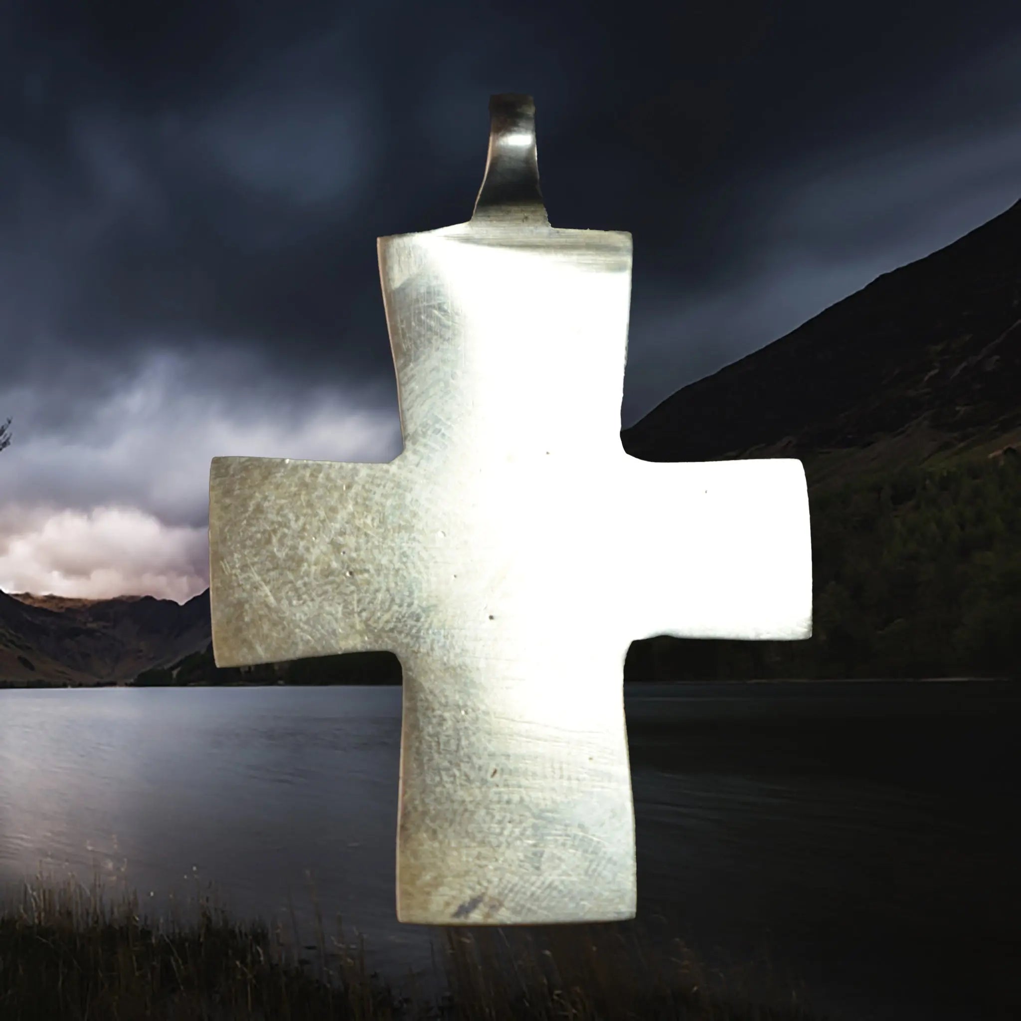 Bronze Replica Germanic Cross / Crucifix Pendant - Back View