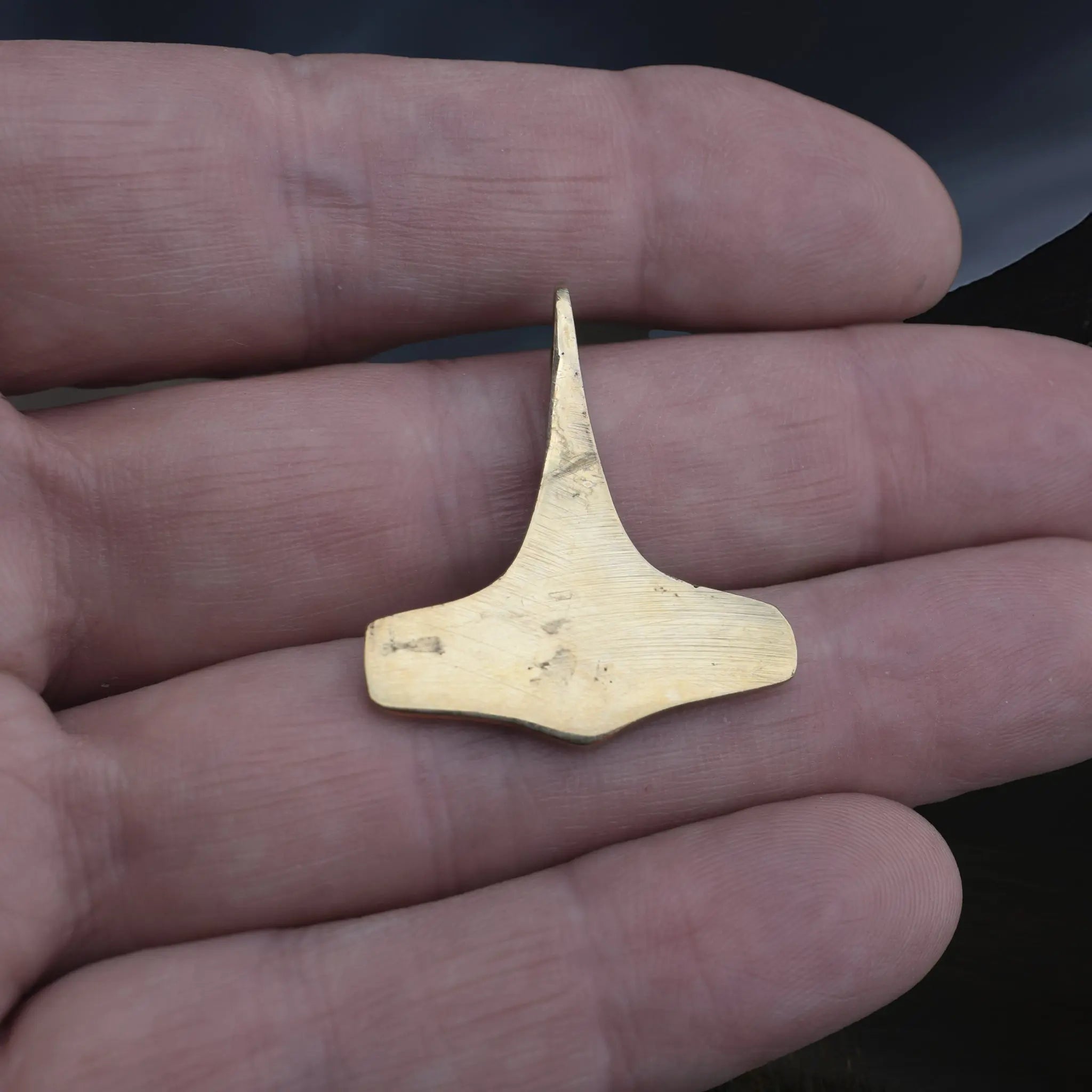 Bronze Replica Thors Hammer Pendant from 10th Century Denmark with Dot & Ring Design - Back View