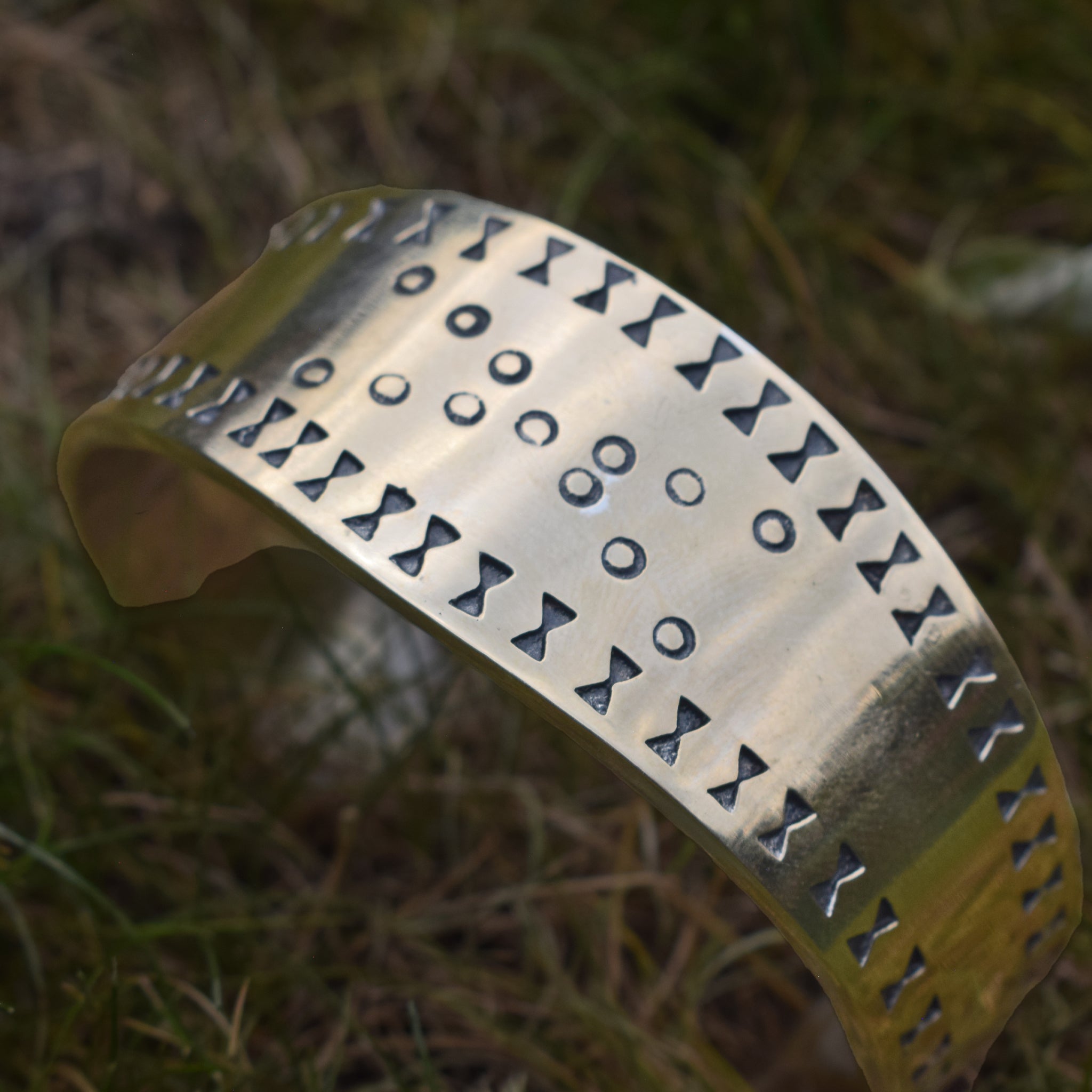 Bronze Viking Bracelet / Arm Ring Replica from Cuerdale on Grass
