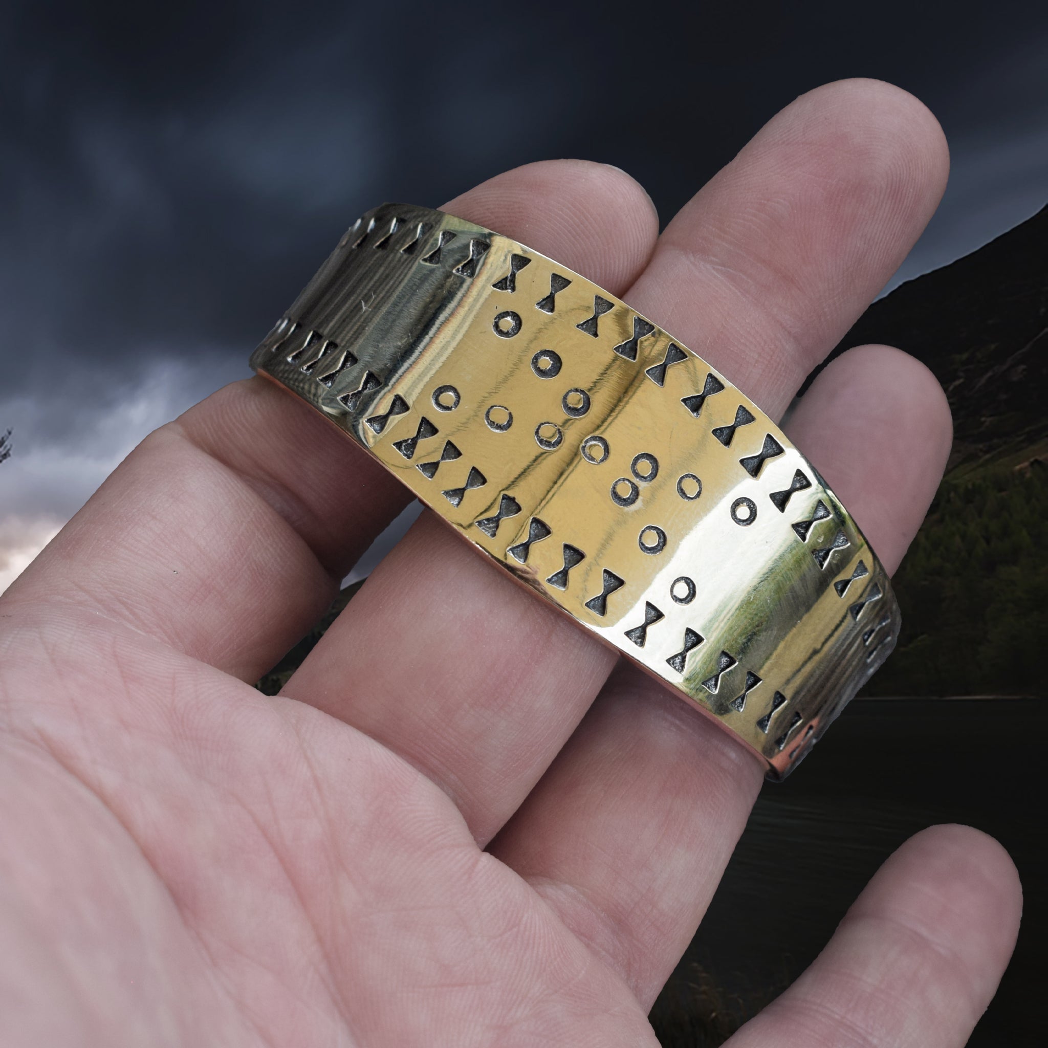 Bronze Viking Bracelet / Arm Ring Replica from Cuerdale on Hand