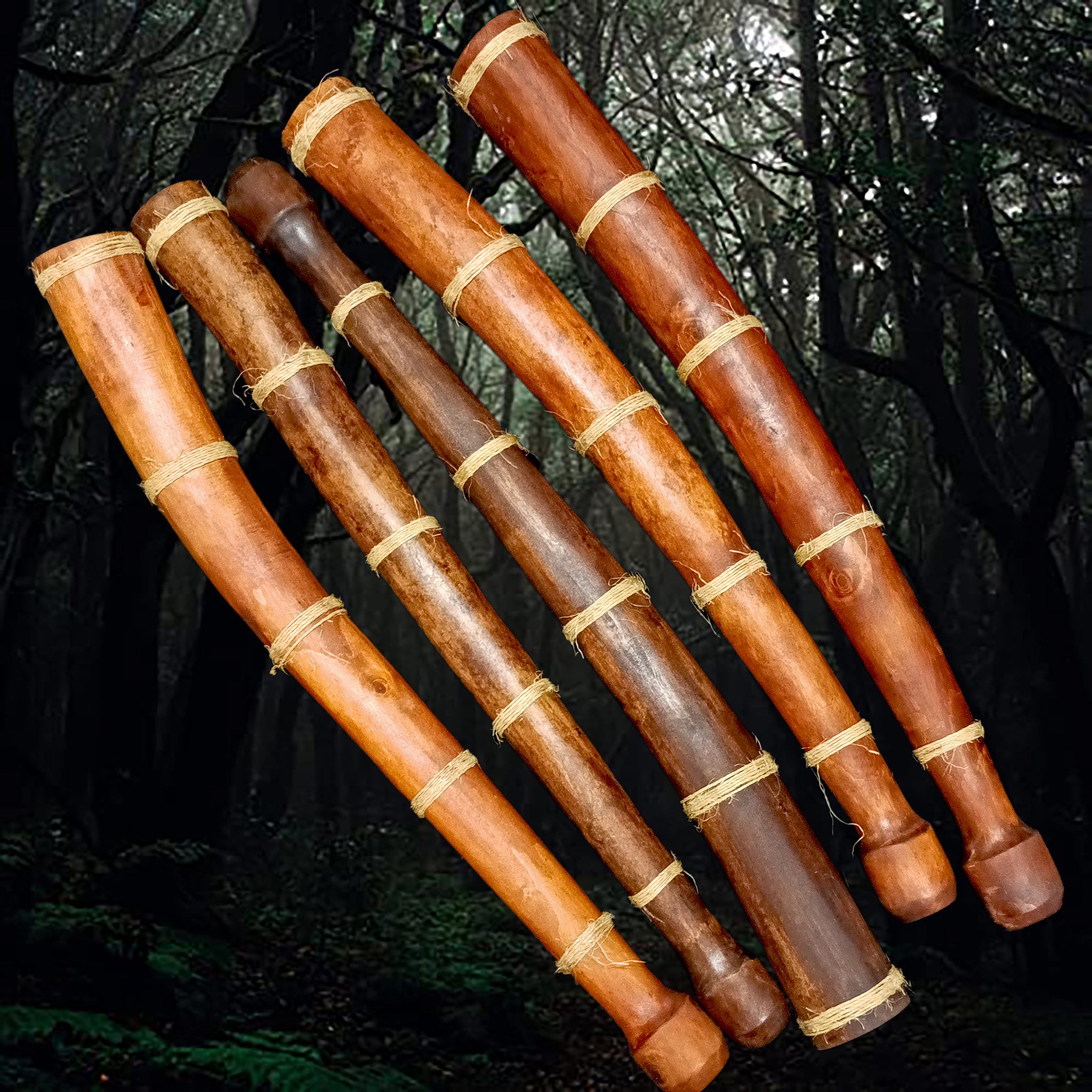 Handmade Replica Viking Age War Horns / Lurs in Stained Willow Wood