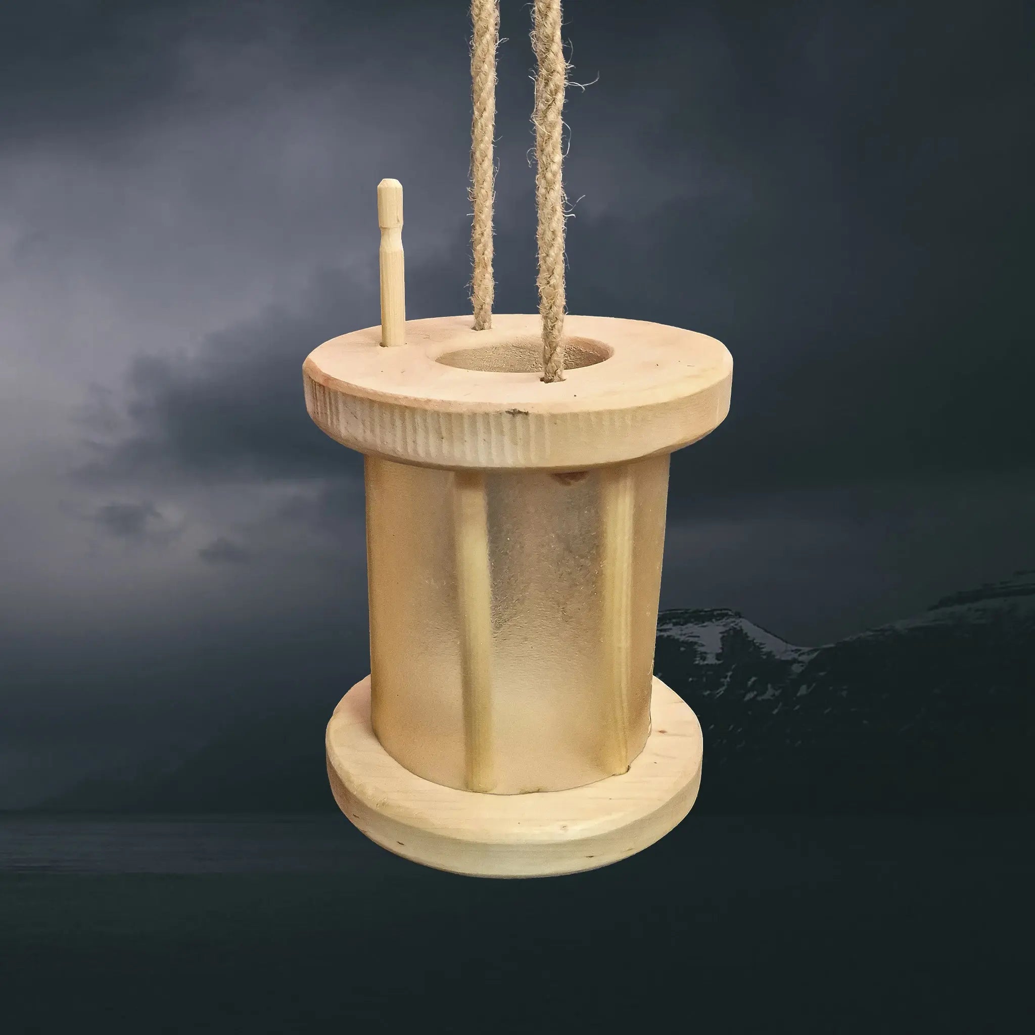 Handmade Replica Medieval Alder Wood Lantern / Lamp - Short Version, Hanging