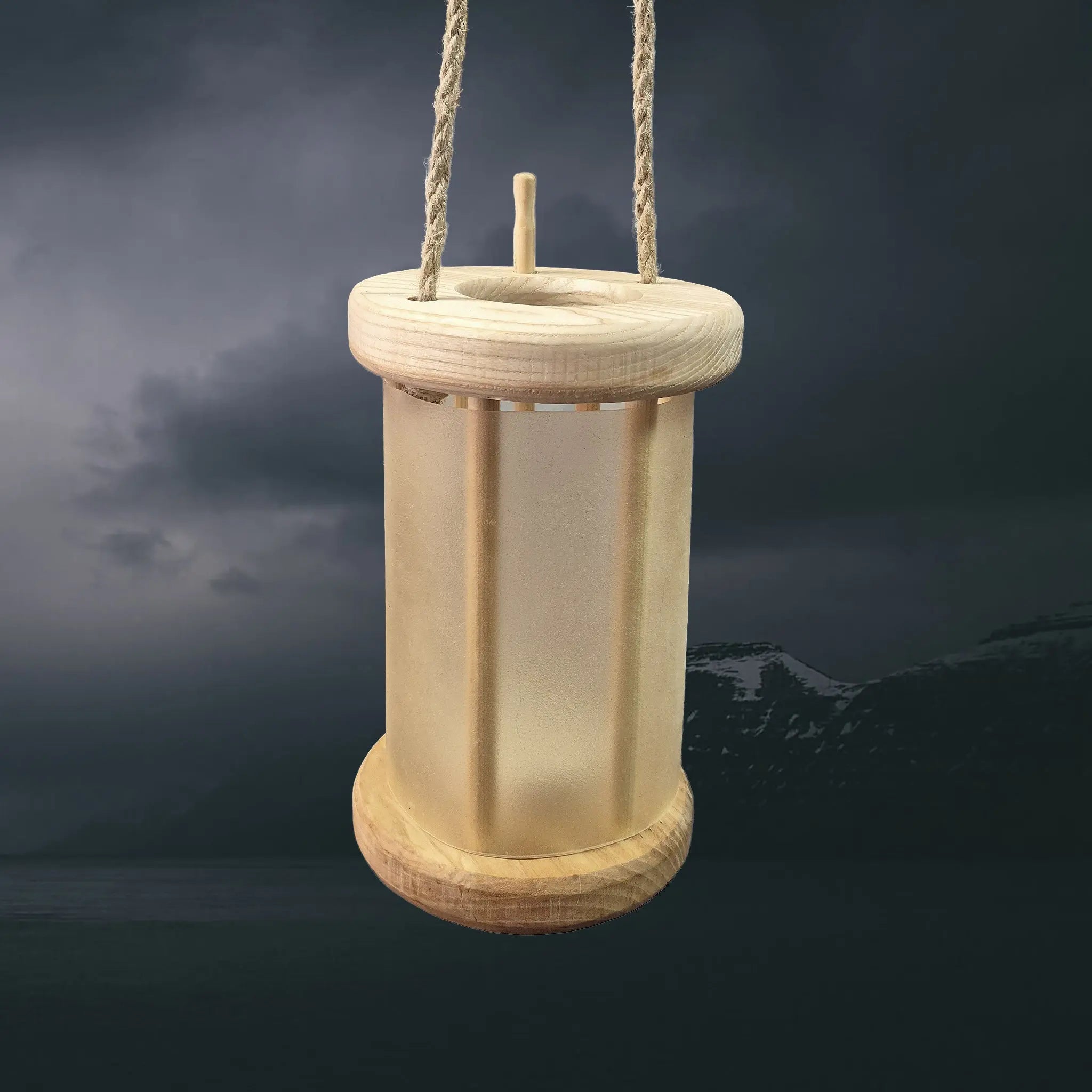 Handmade Replica Medieval Alder Wood Lantern / Lamp - Tall Version Hanging