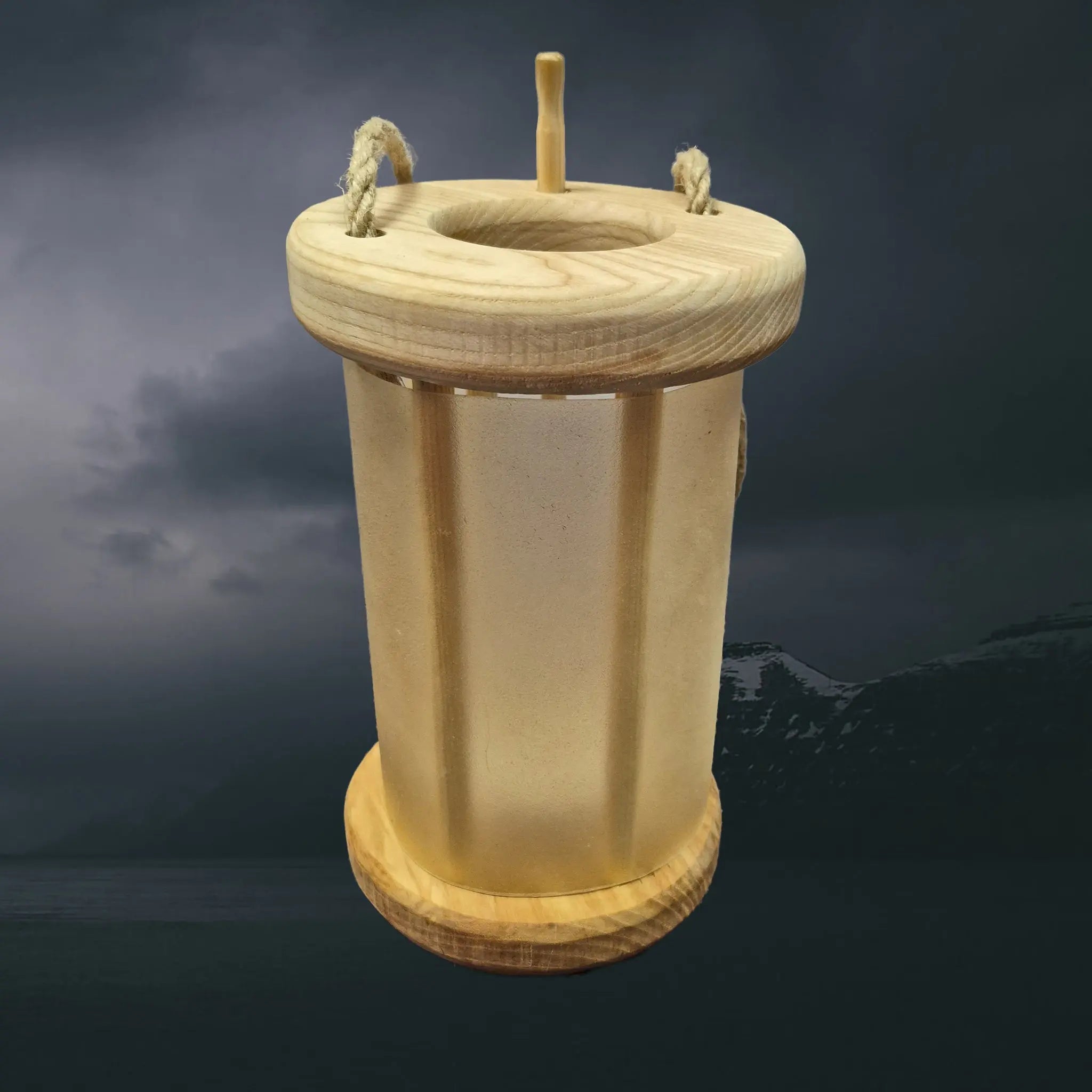 Handmade Replica Medieval Alder Wood Lantern / Lamp - Tall Version