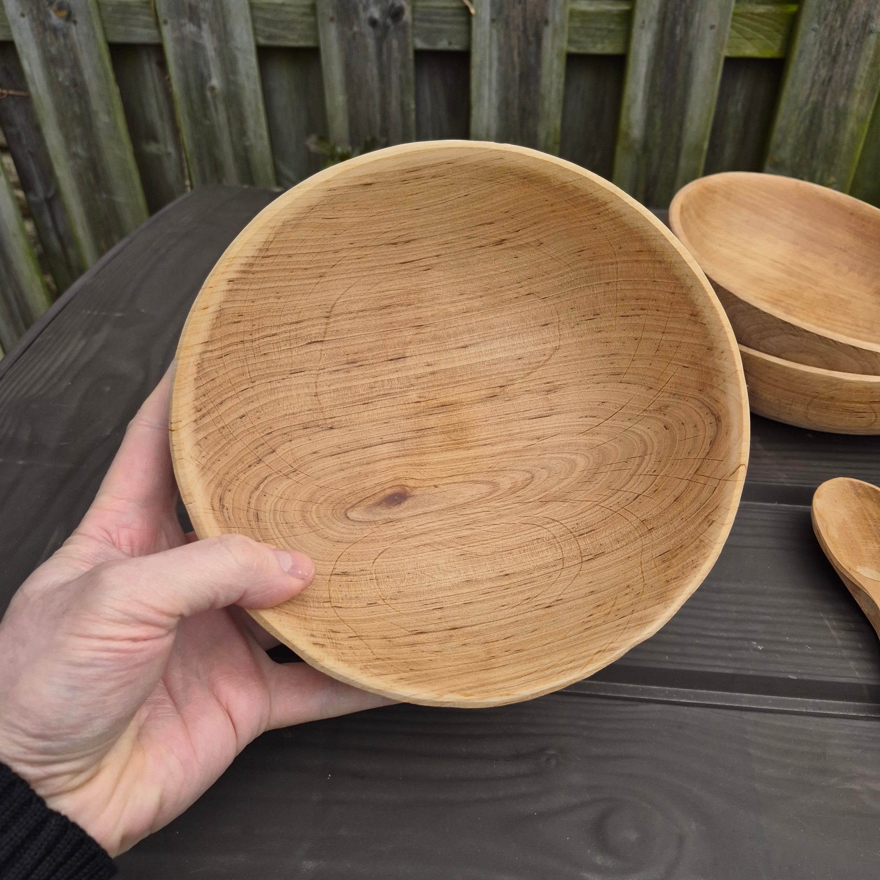 Viking Age Replica Hand Turned Alder Wood Bowl - Medium in Hand Inside View from The Viking Dragon