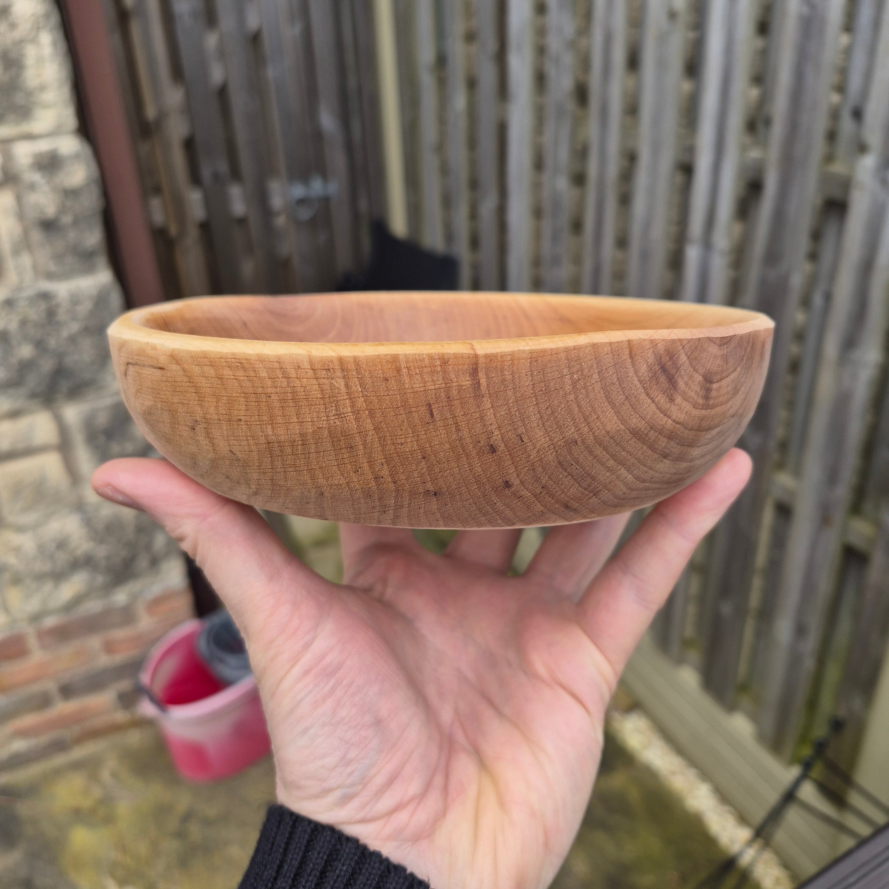 Viking Age Replica Hand Turned Alder Wood Bowl - Held Aloft from The Viking Dragon