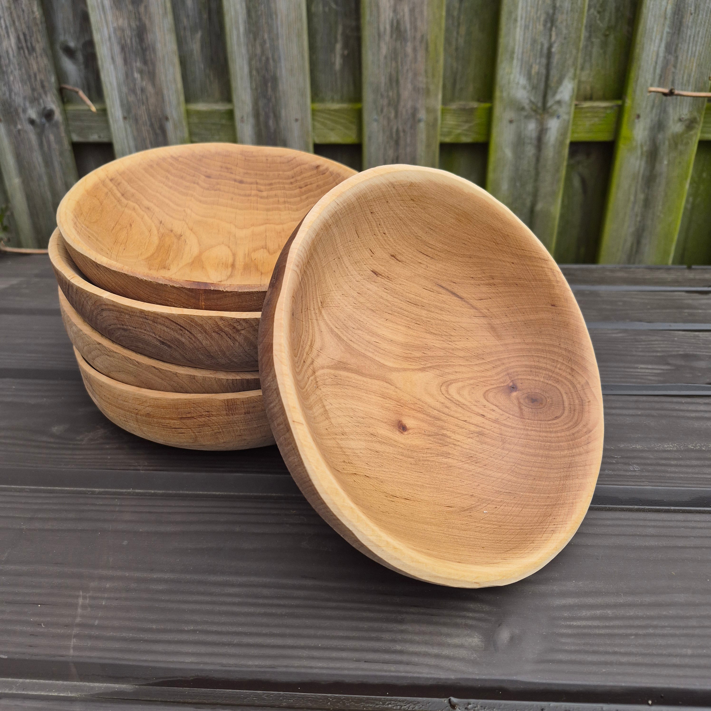 Viking Age Replica Hand-Turned Wooden Bowls - Medium Size - Upright & Stacked from The Viking Dragon