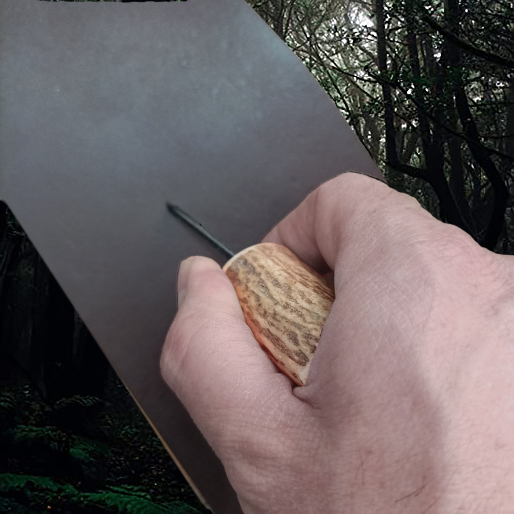 Handmade Leather Awl (Hole Puncher) with Scottish Red Deer Antler Handle in Hand Punching Leather