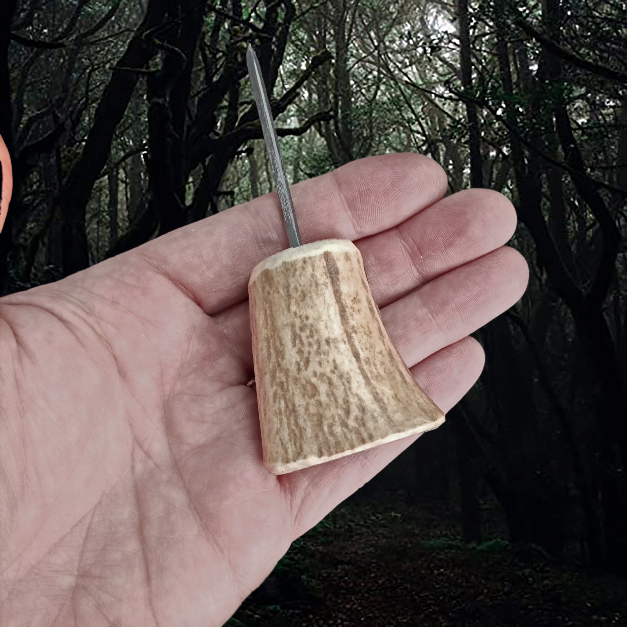 Handmade Leather Awl (Hole Puncher) with Scottish Red Deer Antler Handle on hand