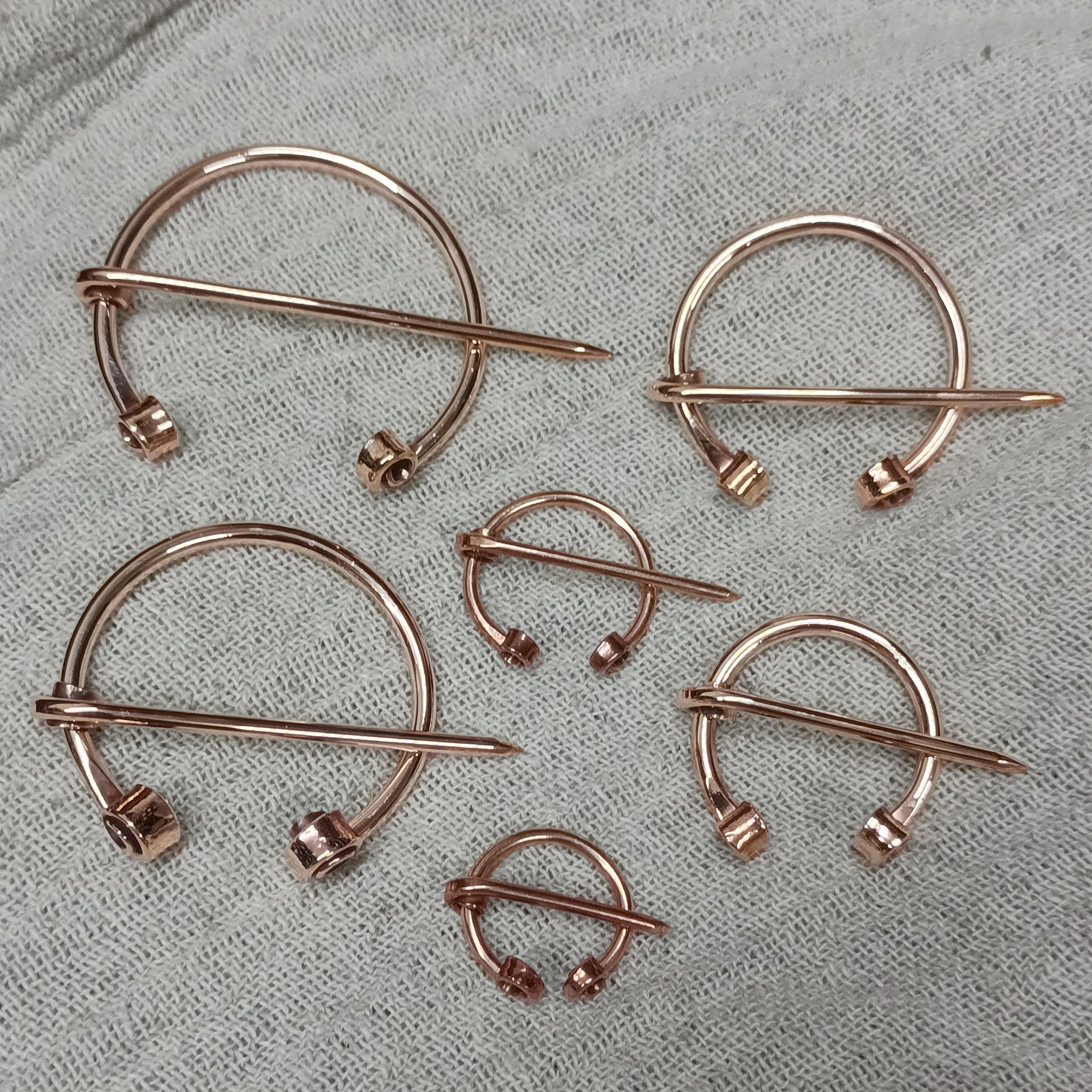 Bronze Clothes Pins / Cloak Pins / Fibulas on Linen