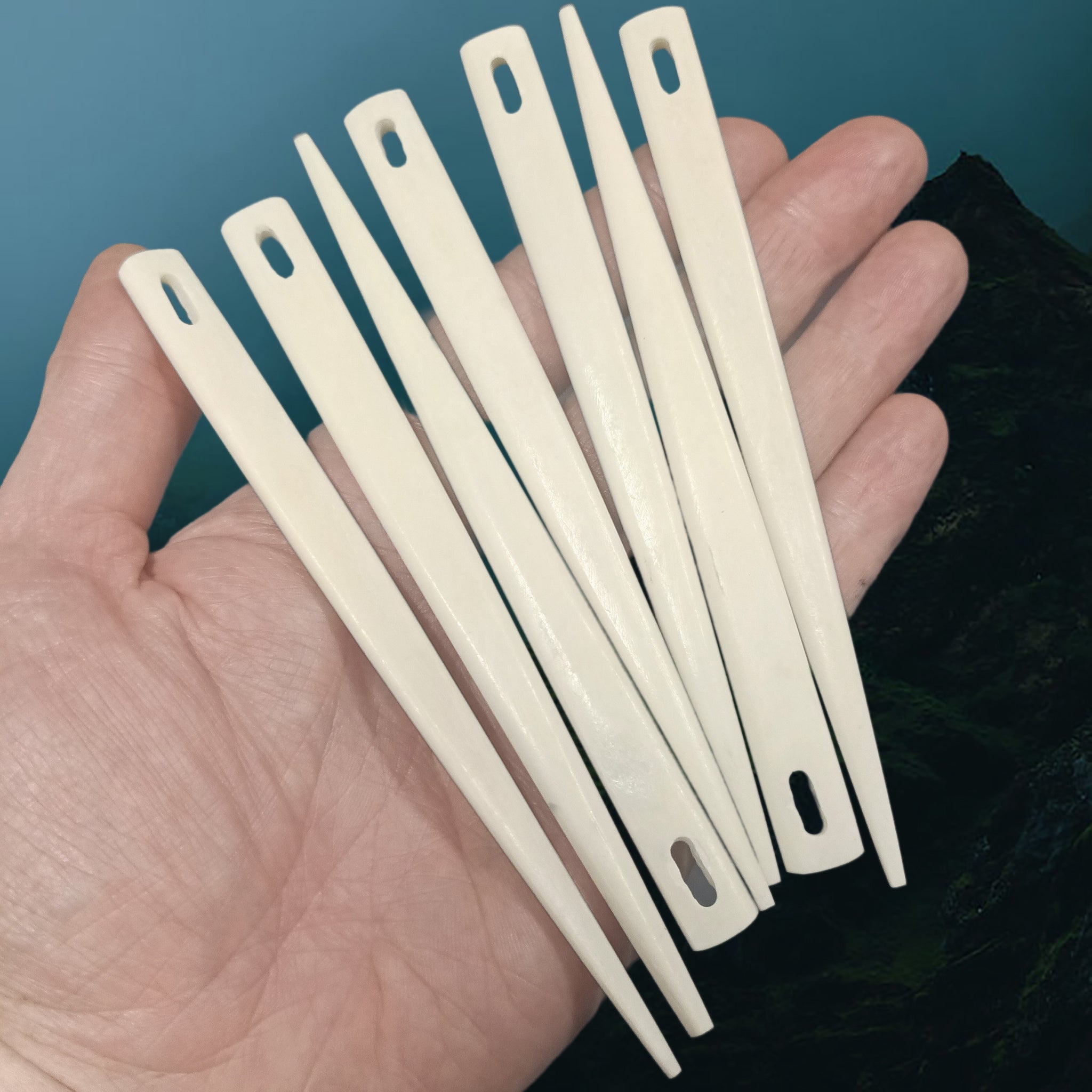 Handmade Large Bone Viking Nalbinding Needles on Hand